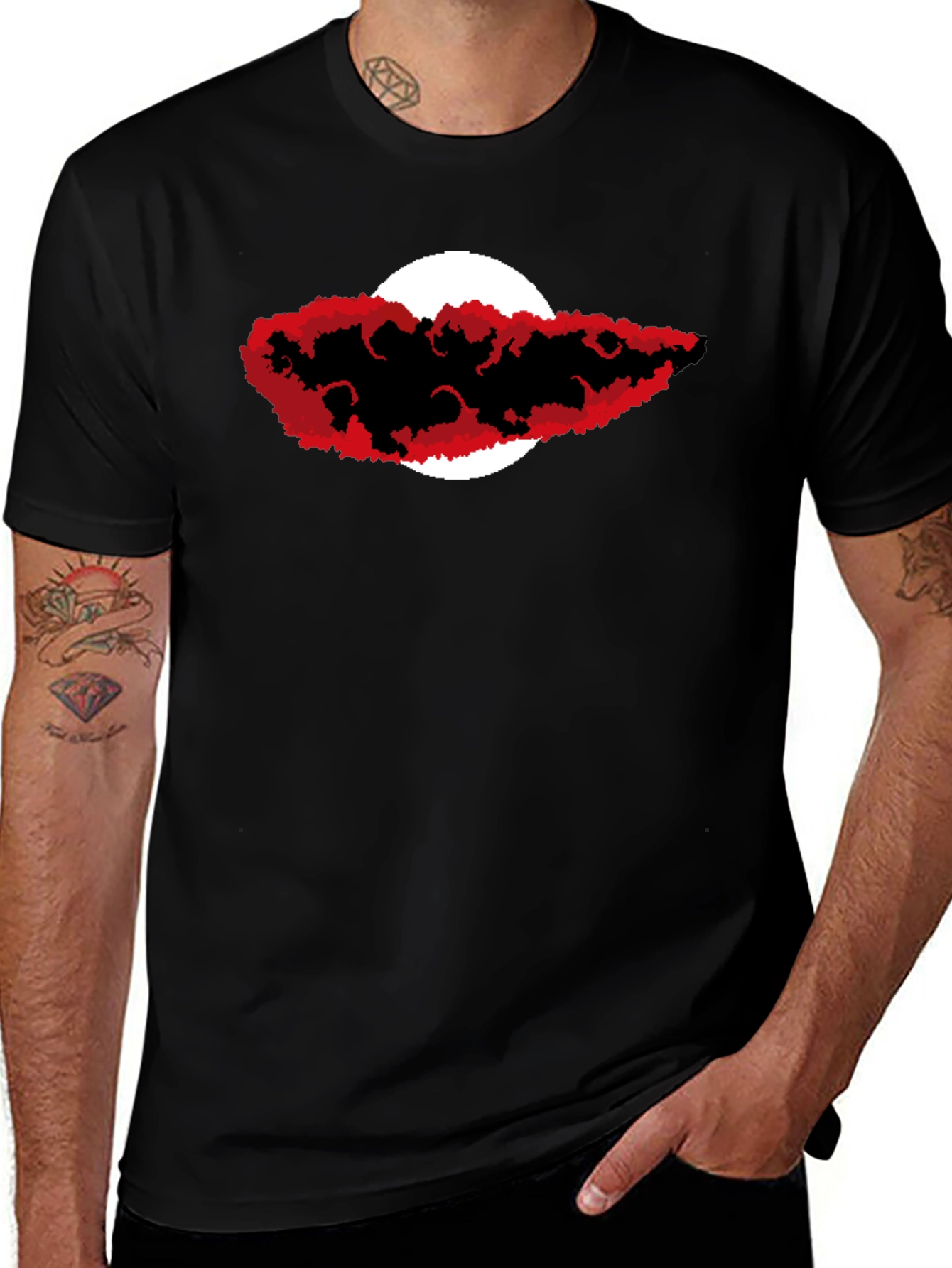 Variant 23 of Graphic Tee - Red Cloud & Moon Design