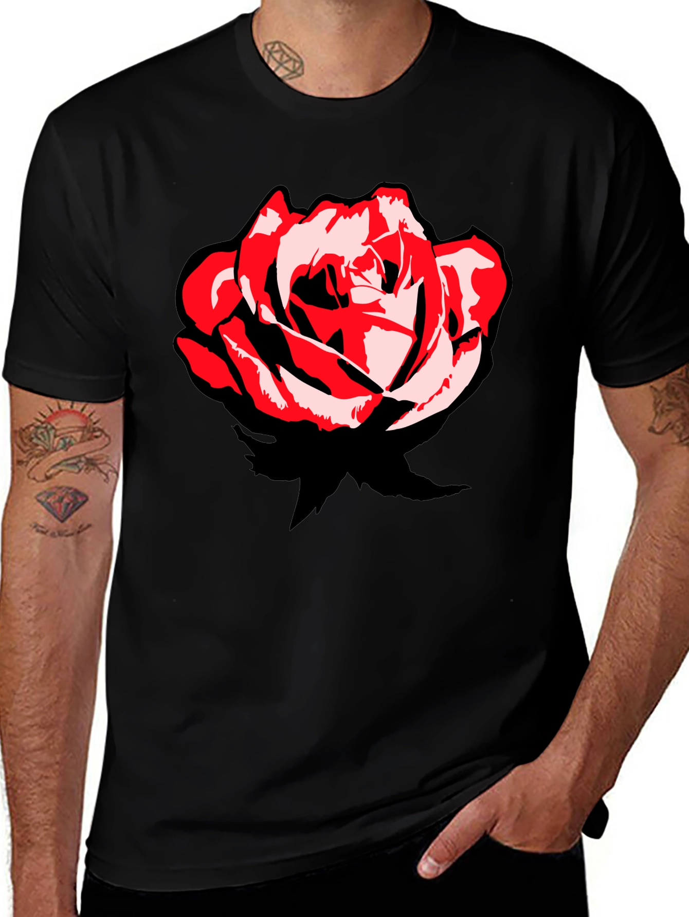 Variant 27 of Bold Rose Graphic Black T-Shirt