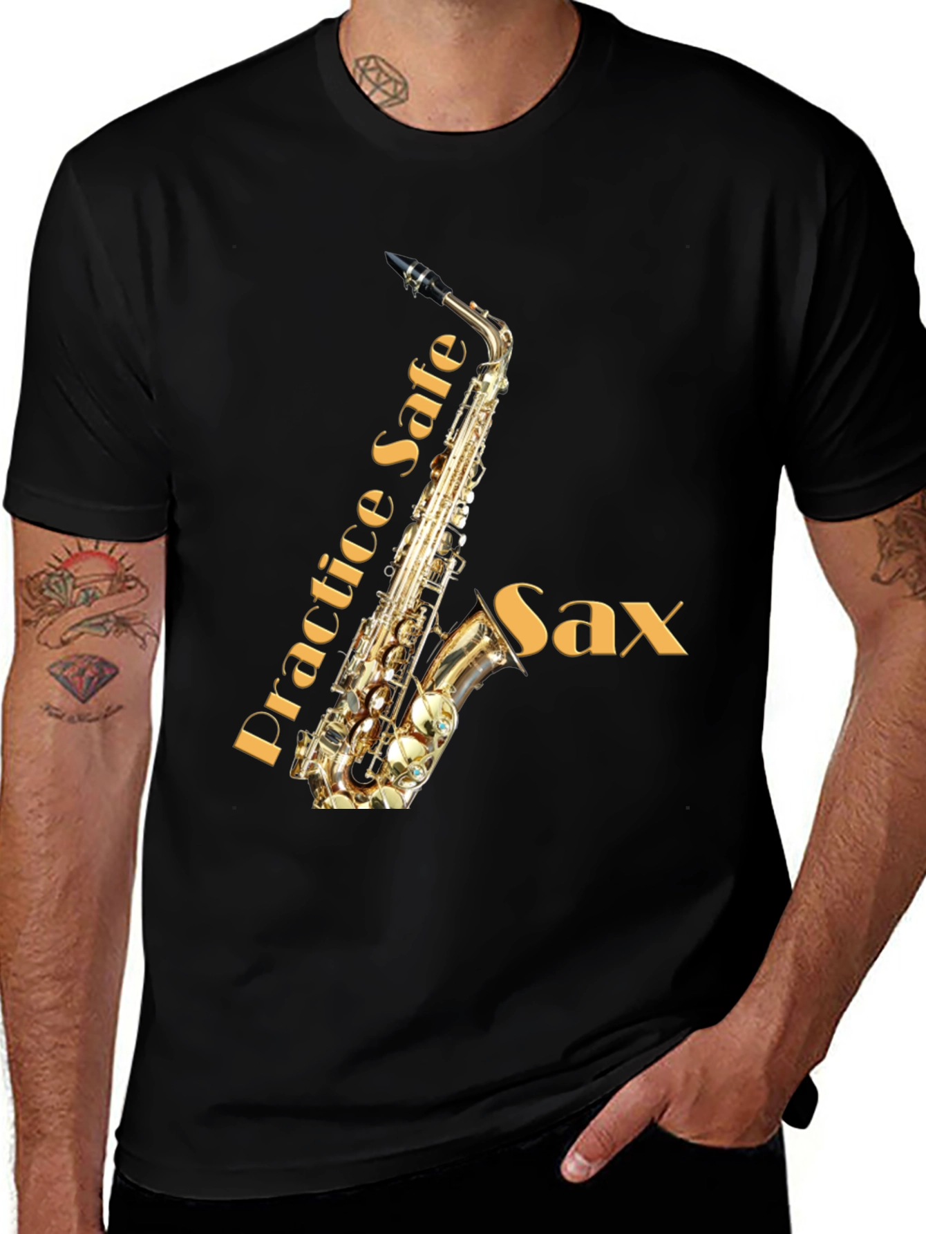 Variant 7 of Practice Safe Sax T-Shirt - Musician's Tee