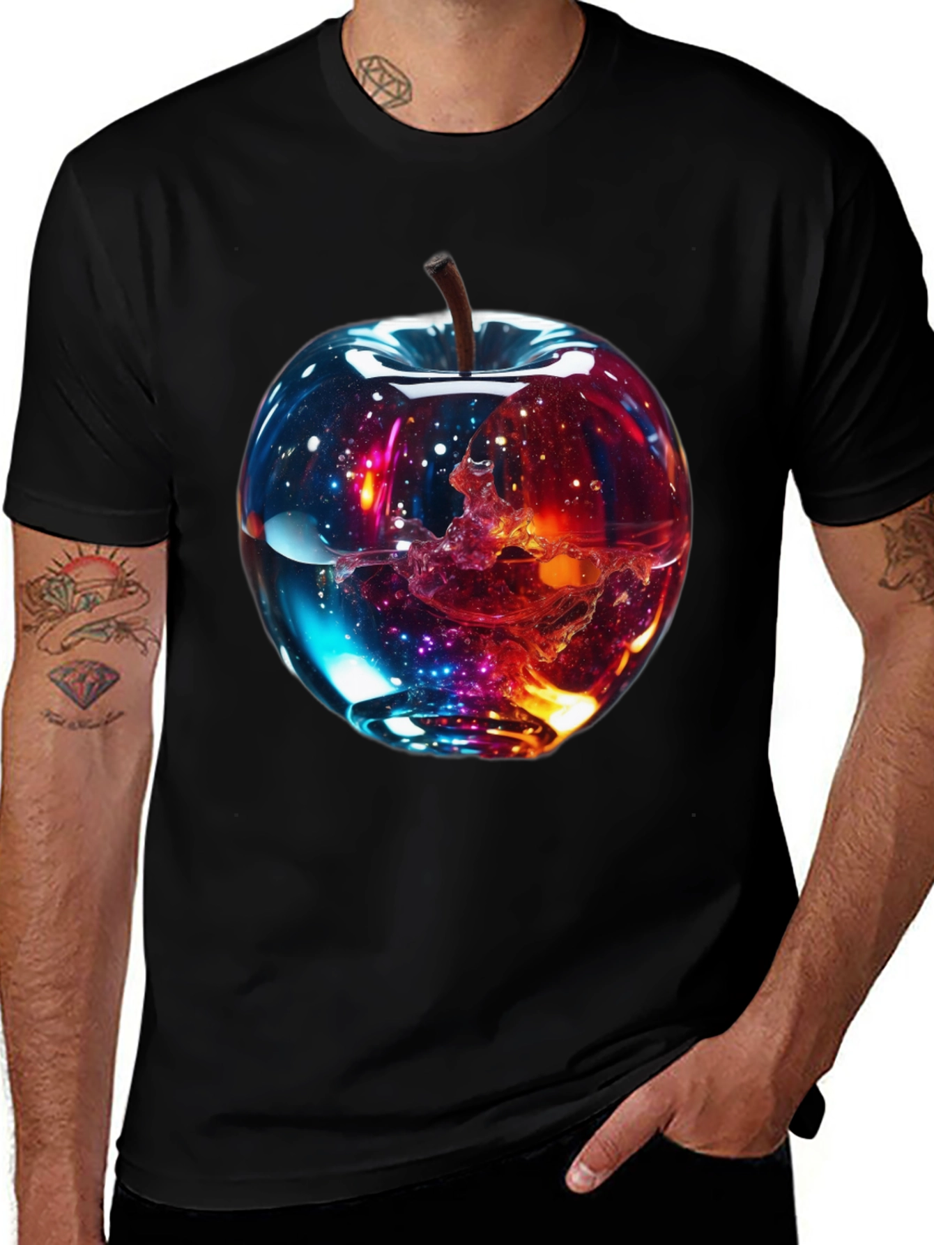 Variant 16 of Cosmic Apple Graphic Tee - Modern Unisex Shirt