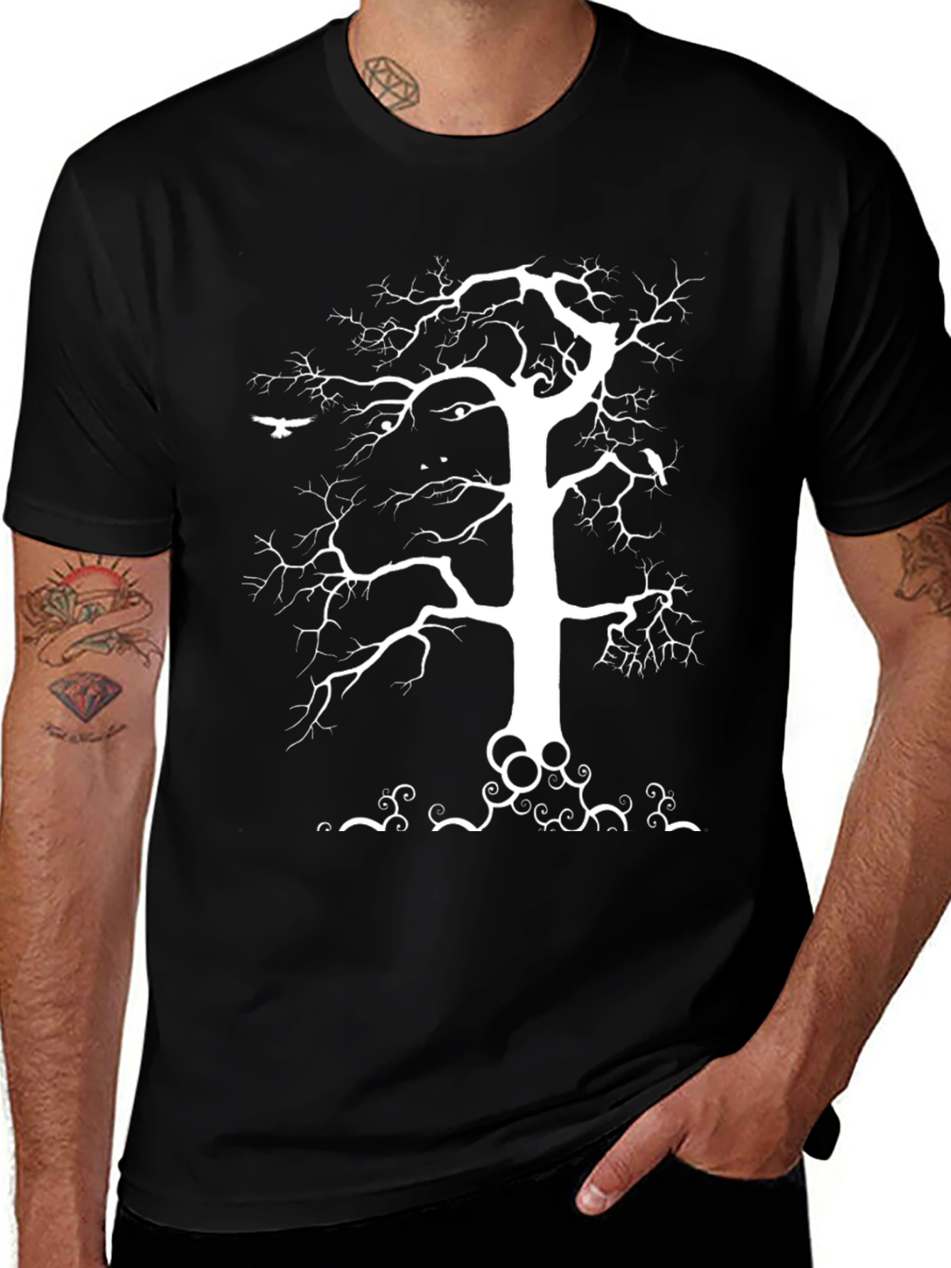 Variant 20 of Mystic Tree Graphic Tee - Black