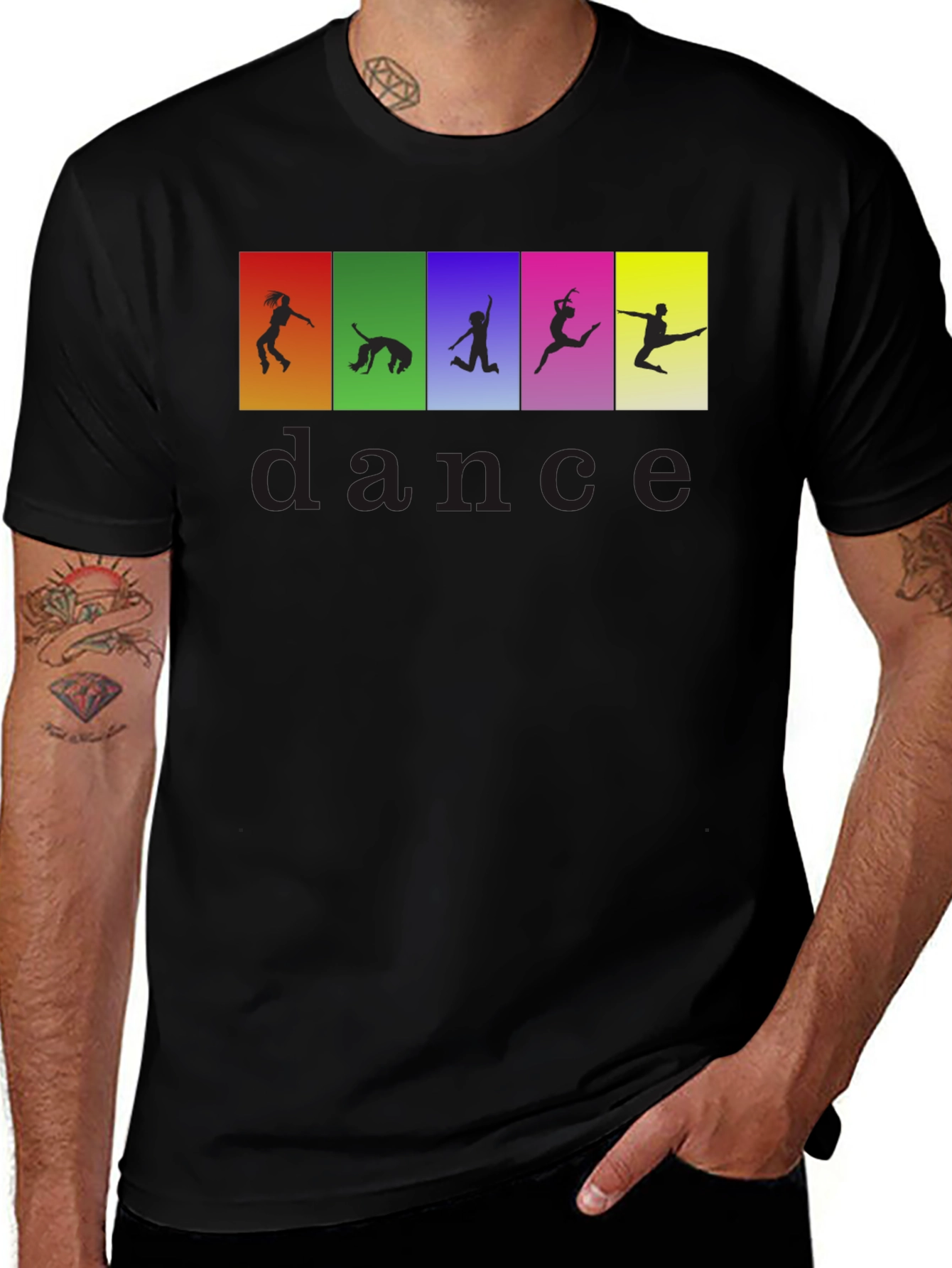Variant 8 of Dance Silhouette Graphic Tee - Black Casual Shirt