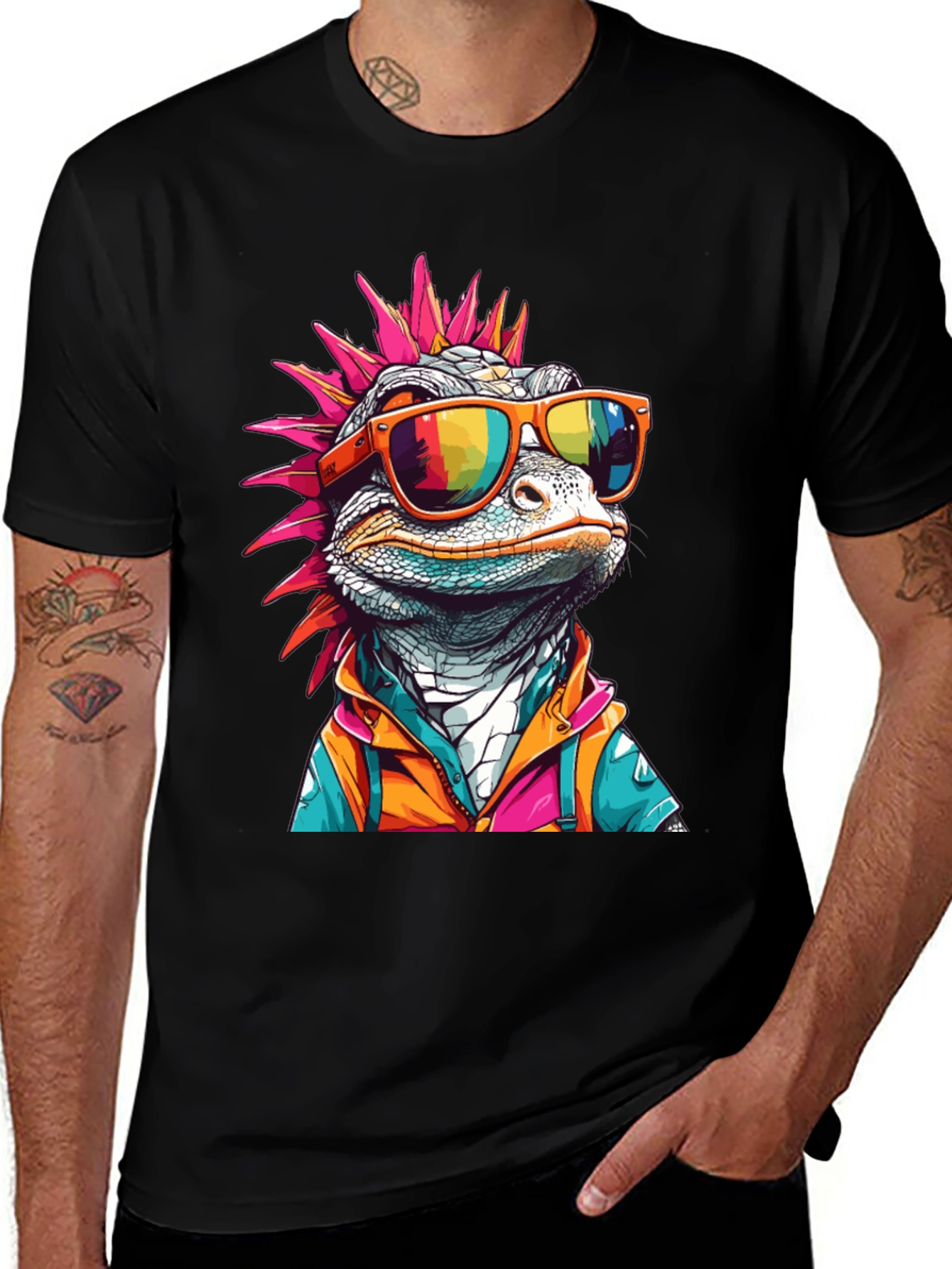 Variant 11 of Cool Lizard Graphic Tee - Men's Black T-Shirt