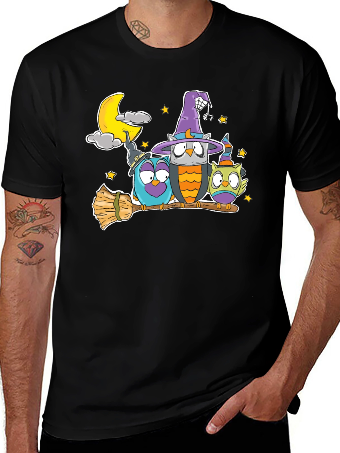 Variant 4 of Halloween Owls on Broomstick T-Shirt
