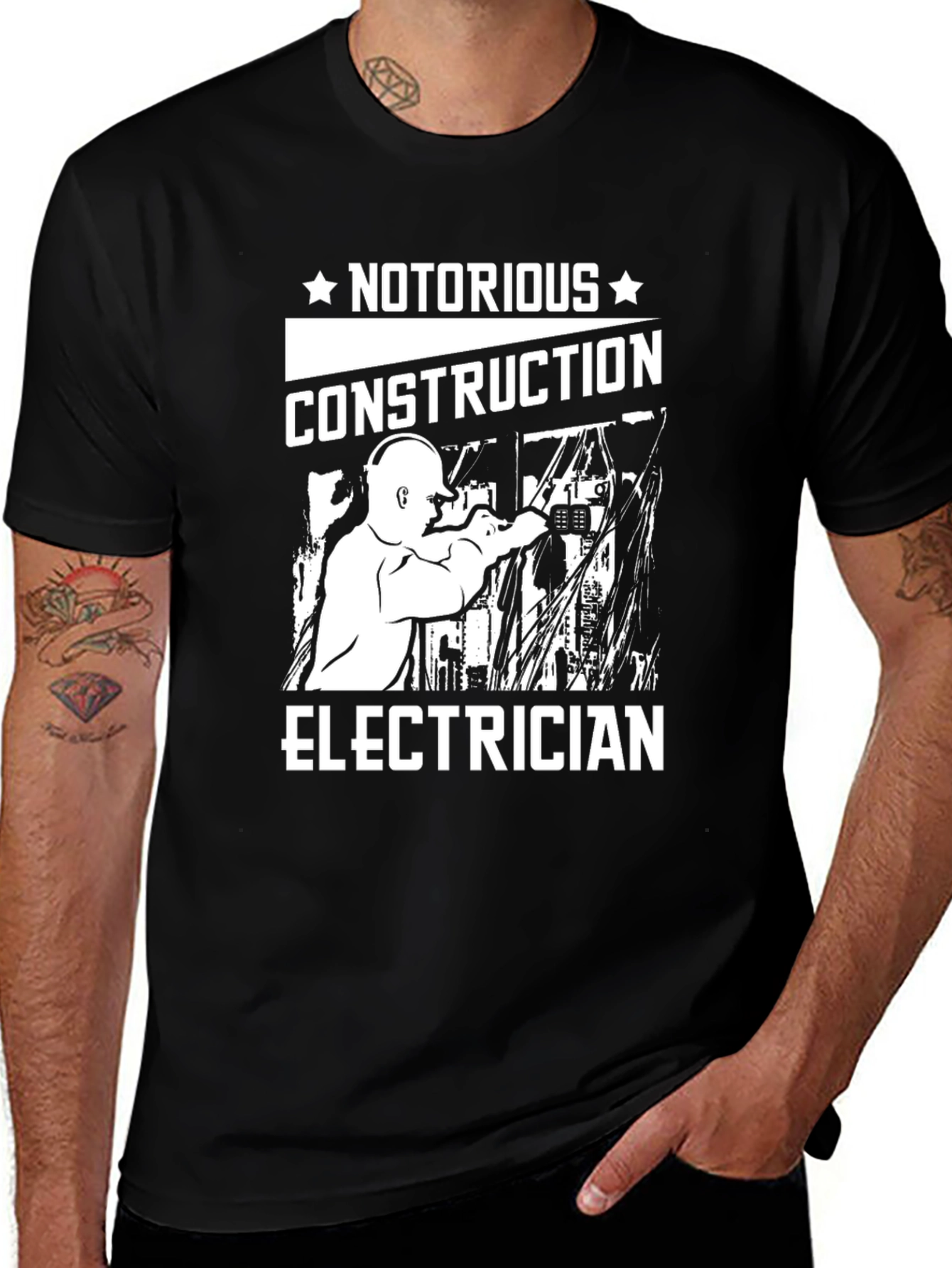 Variant 14 of Notorious Construction Electrician Graphic T-Shirt