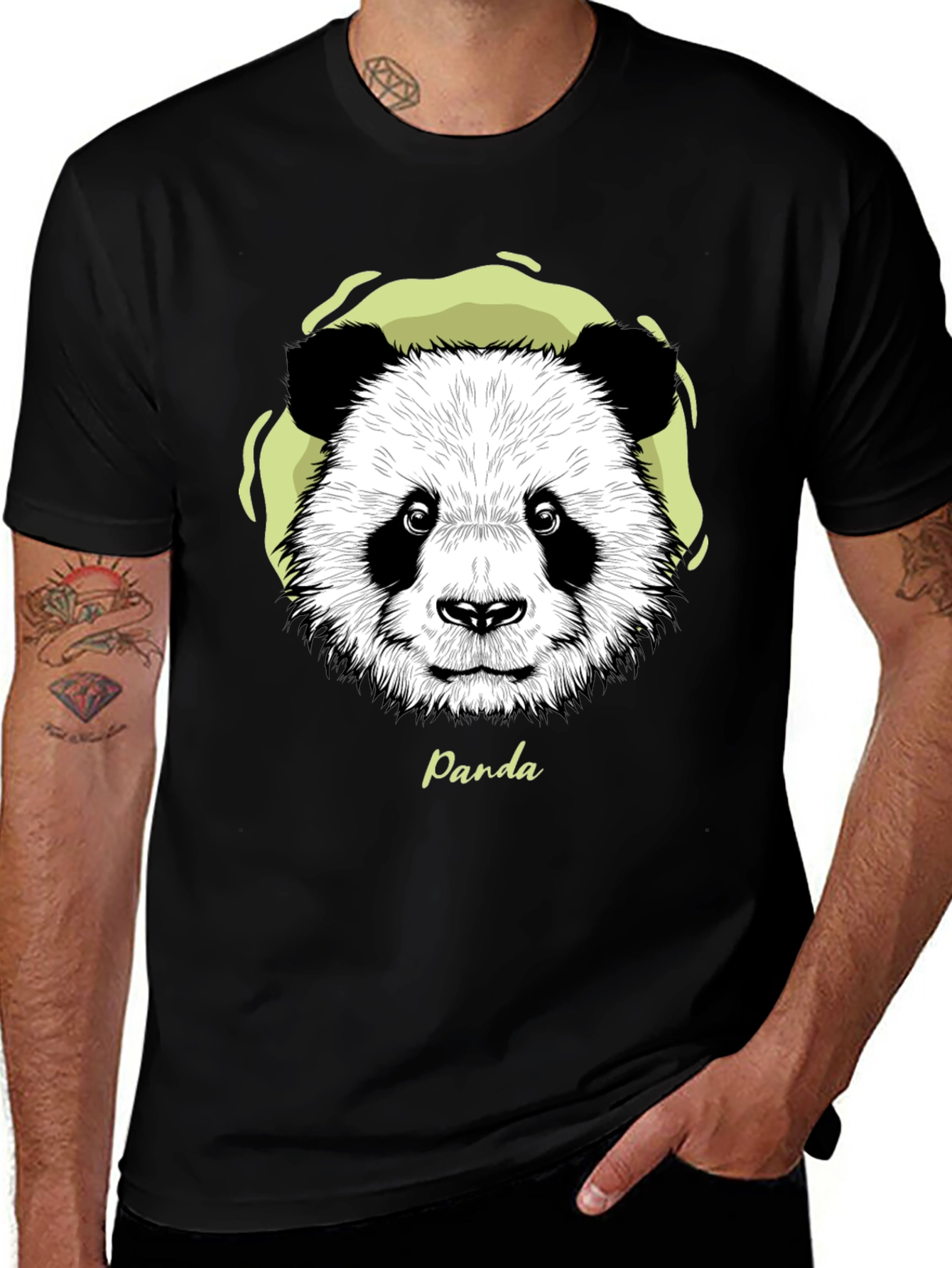 Variant 21 of Panda Graphic T-Shirt - Black Cotton Tee