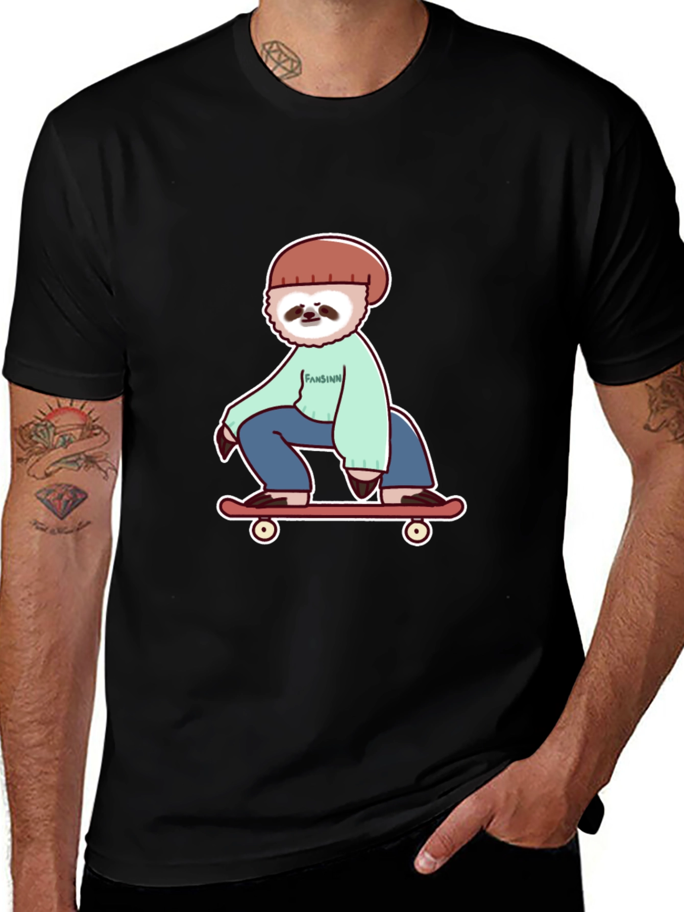 Variant 9 of Sloth Skateboarder Graphic T-Shirt