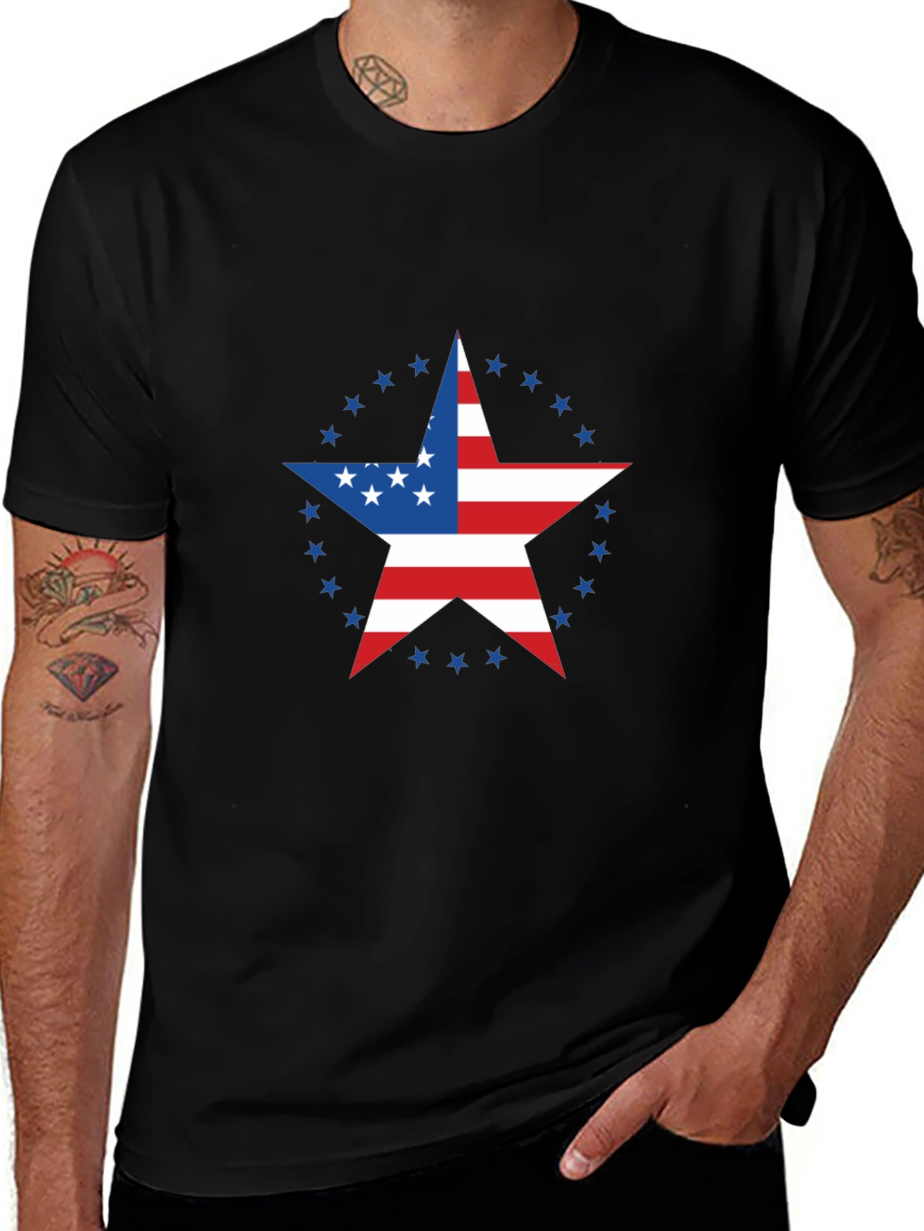 Variant 26 of American Flag Star Black T-Shirt