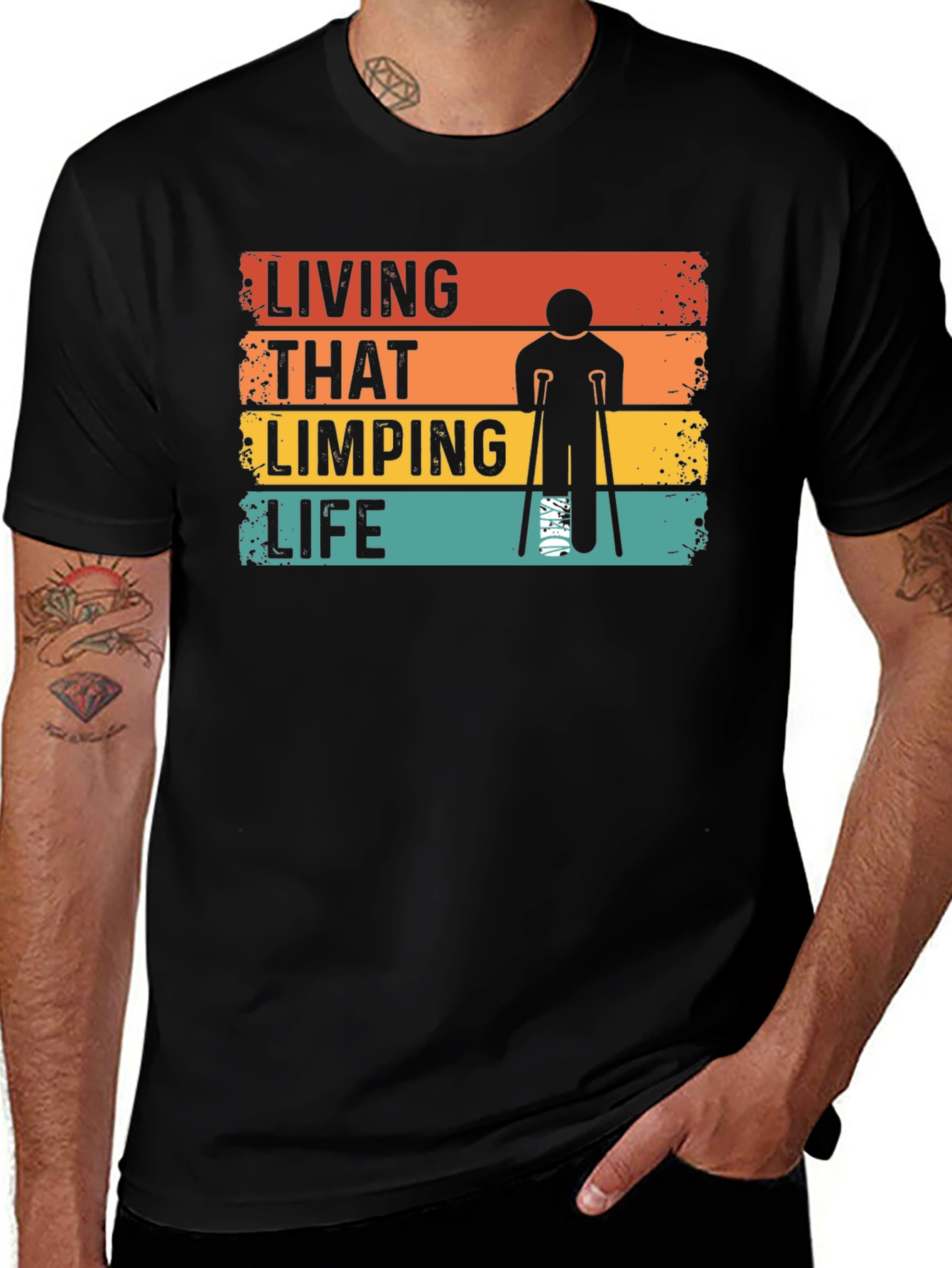 Variant 4 of Living That Limping Life T-Shirt - Retro Design