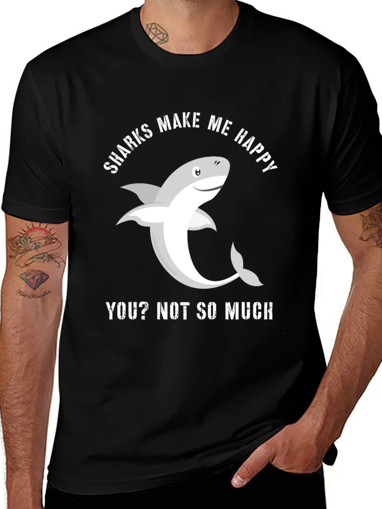 Variant 22 of Funny Shark T-Shirt - Sharks Make Me Happy
