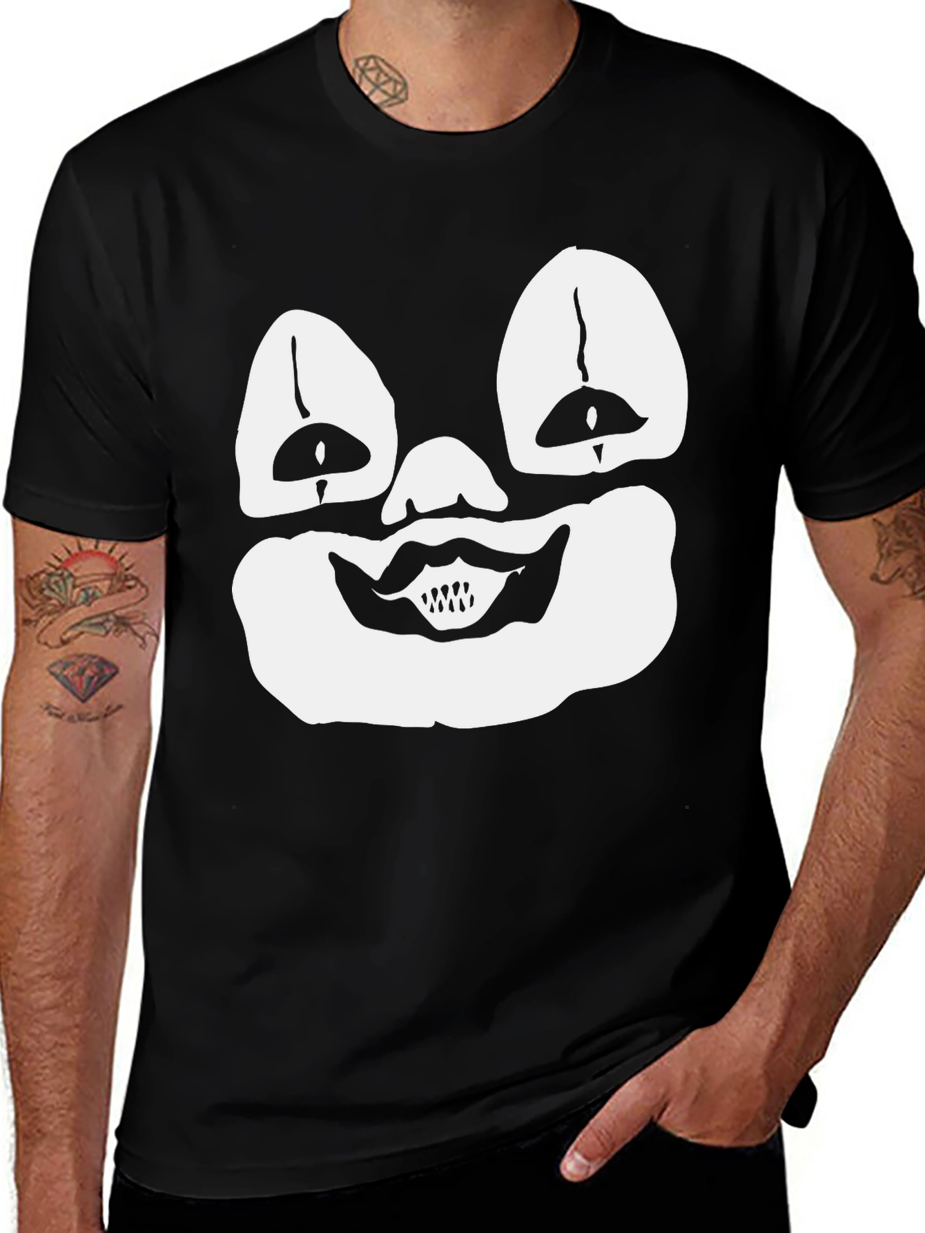 Variant 9 of Clown Face Graphic Tee - Black Cotton T-Shirt