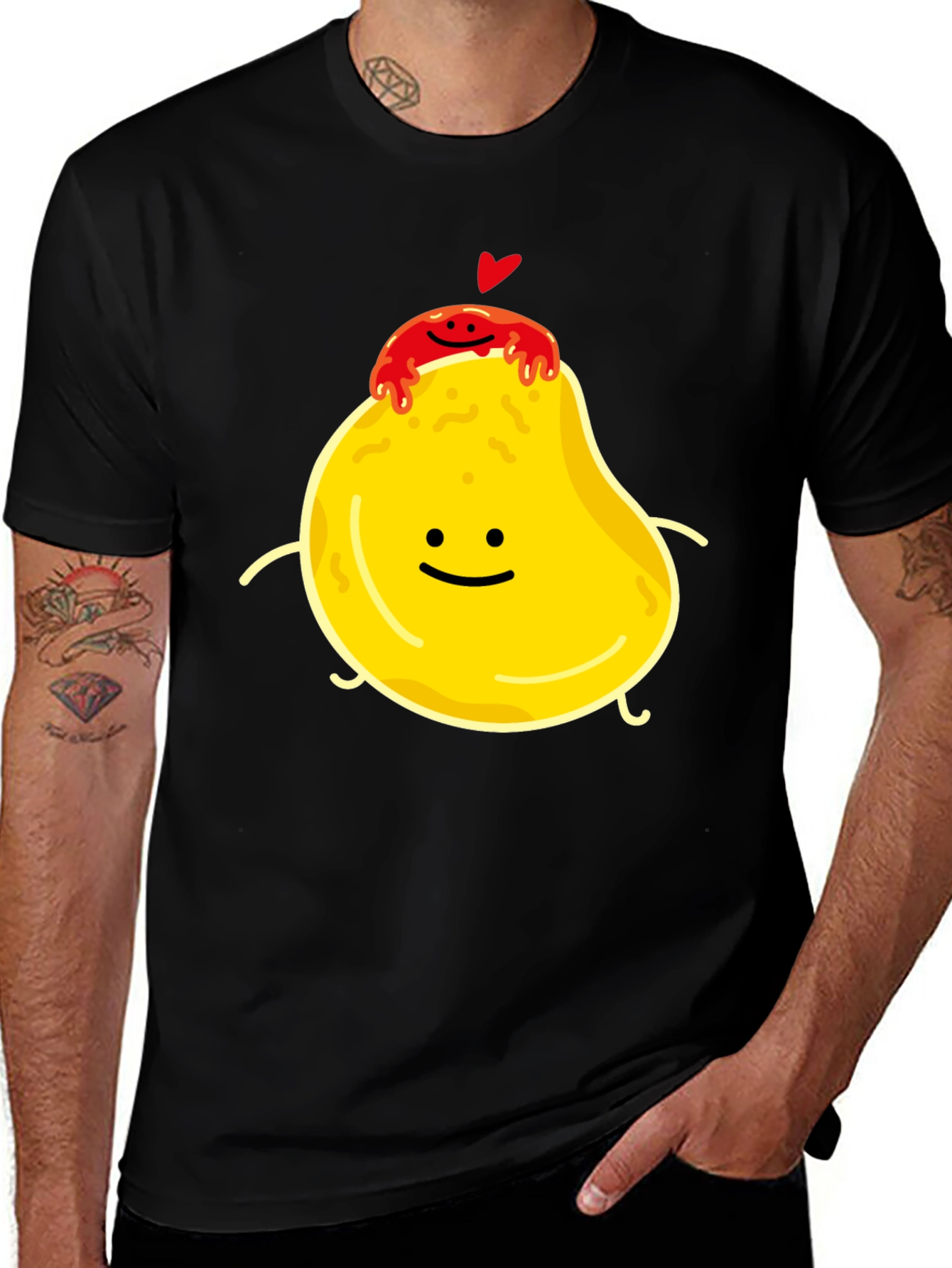 Variant 15 of Cute Cartoon Mango & Chili Black T-Shirt