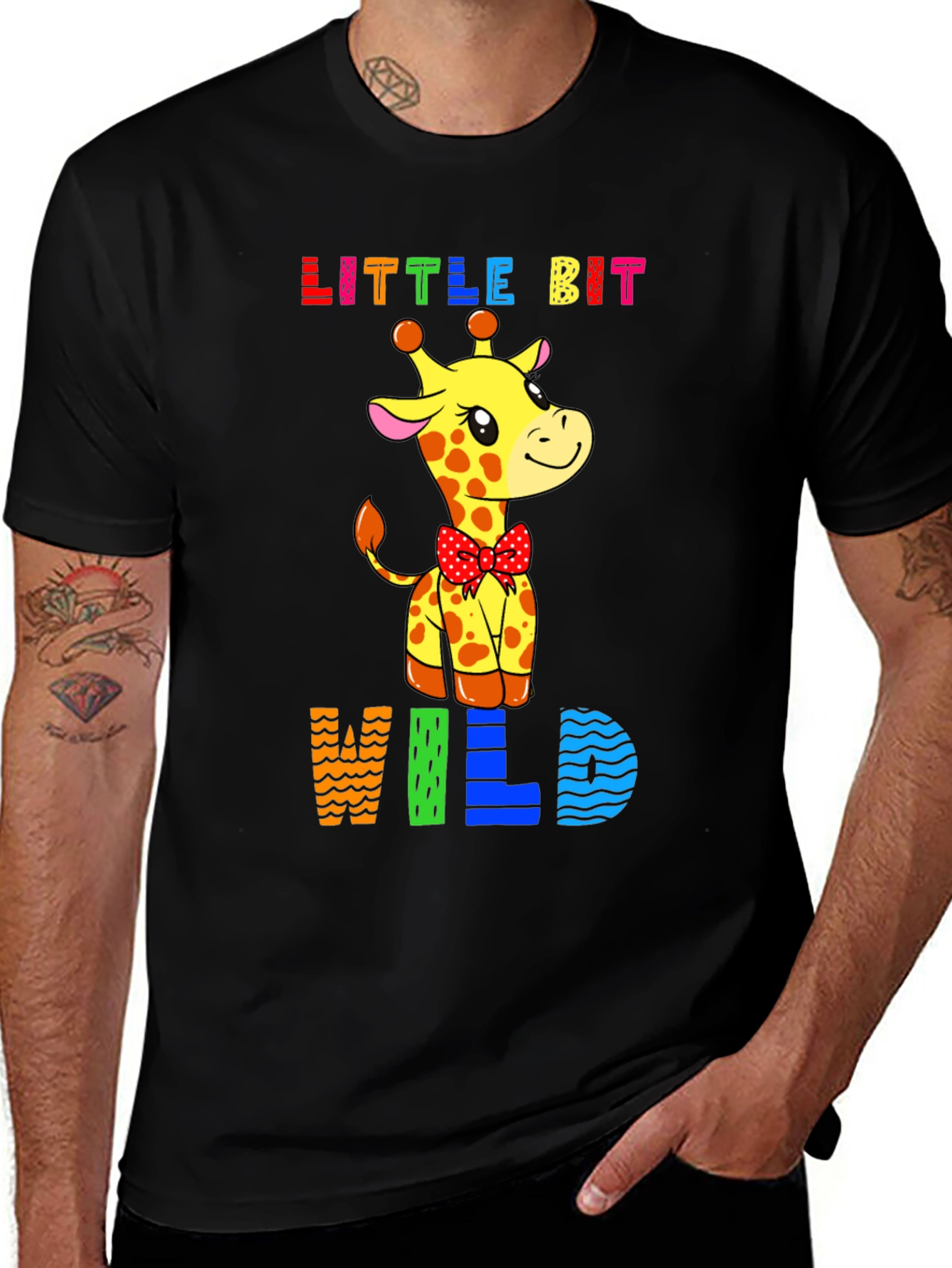 Variant 11 of Cute Giraffe 'Little Bit Wild' Graphic Tee