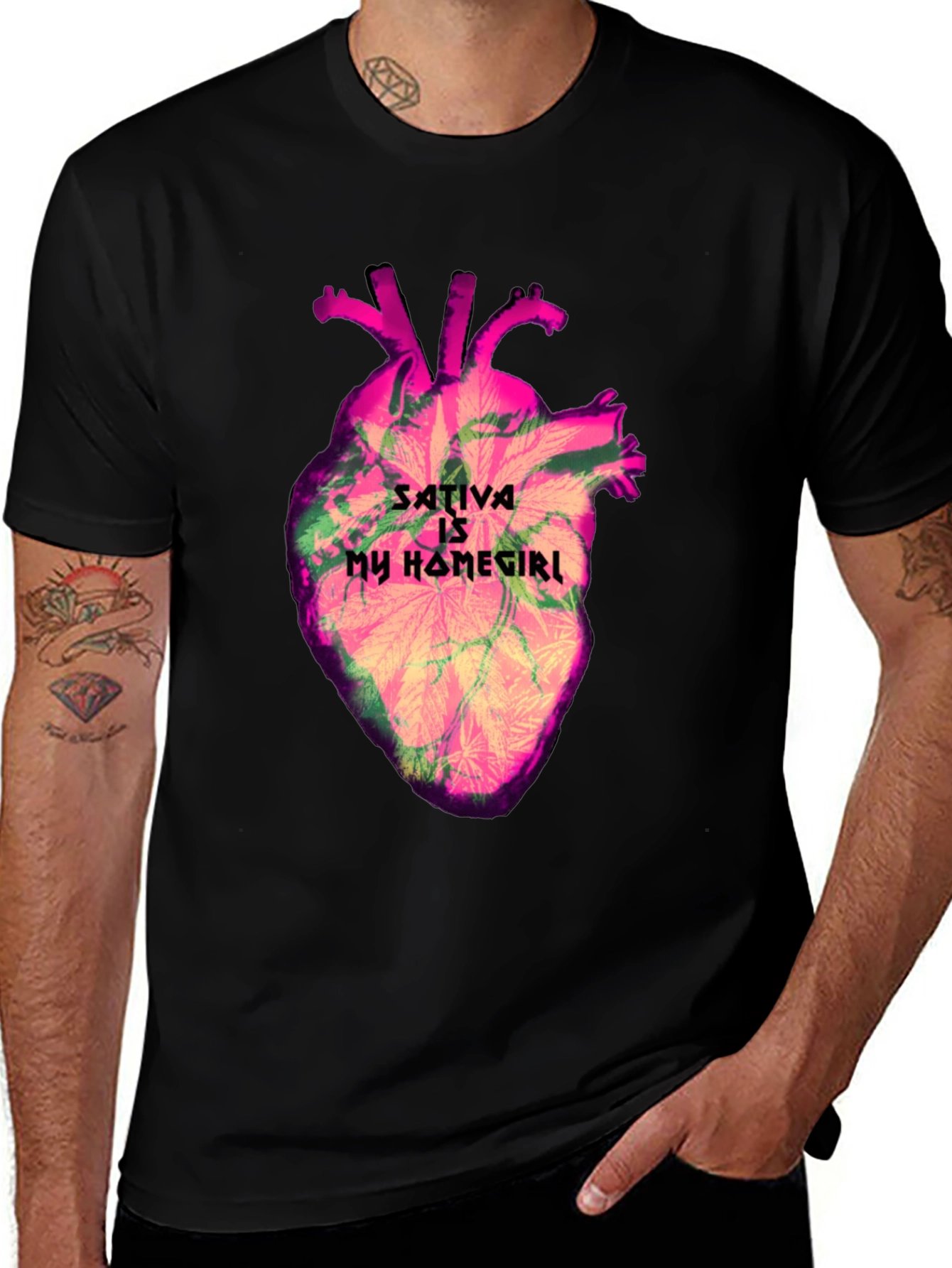 Sativa Heart Graphic Tee - Casual Style