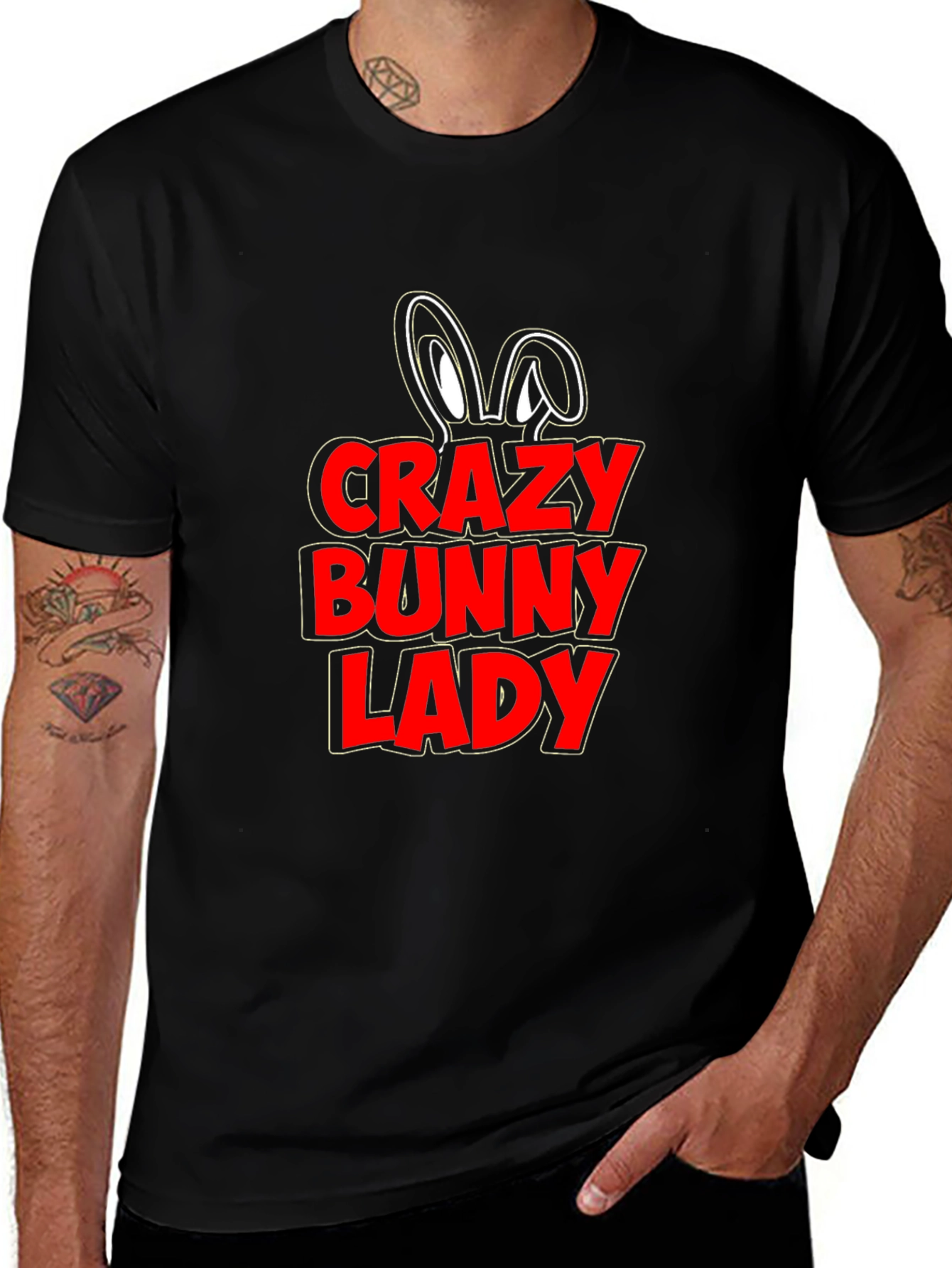 Variant 22 of Crazy Bunny Lady T-Shirt - Novelty Graphic Tee