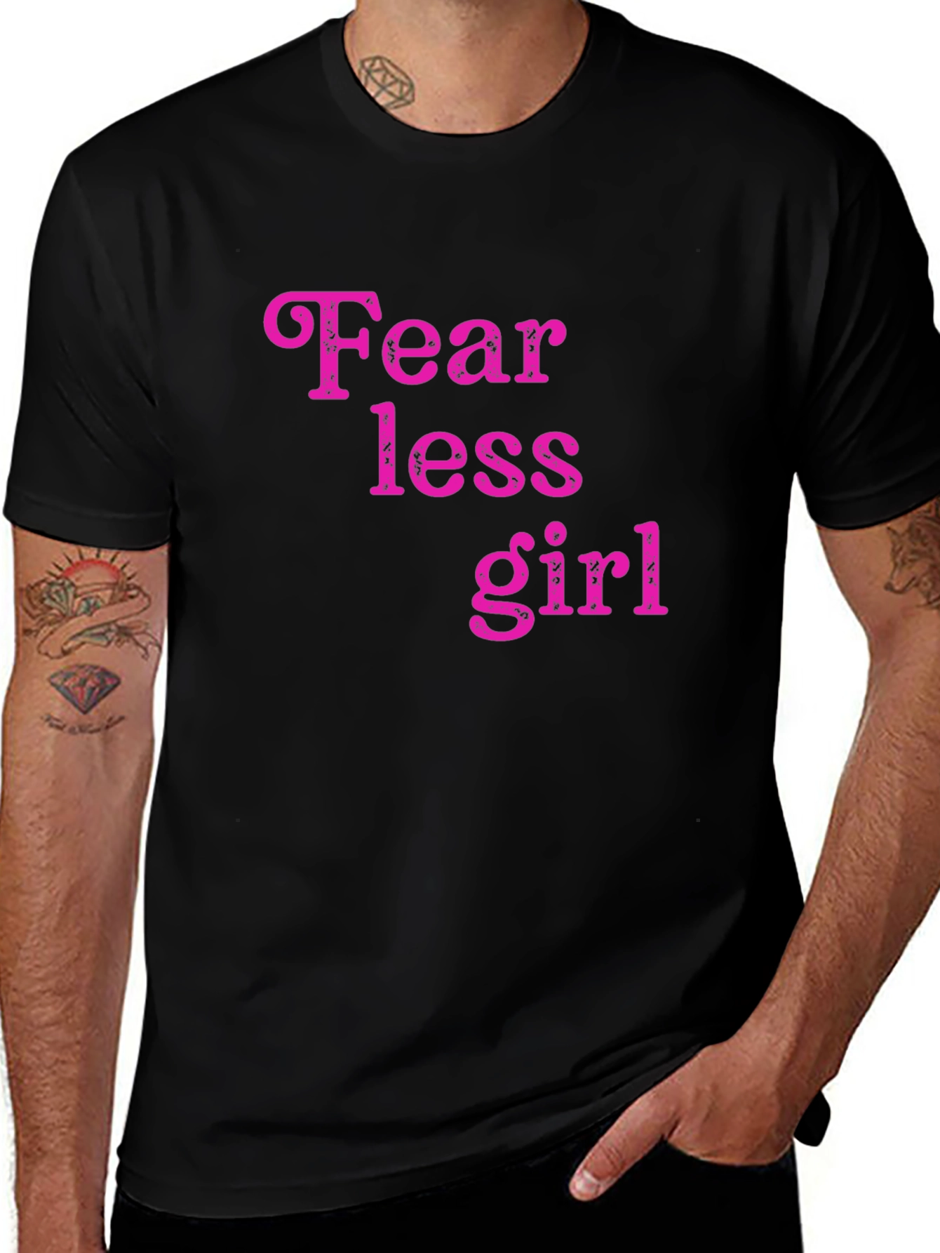 Variant 28 of Fearless Girl Graphic Tee - Trendy Black Cotton T-Shirt