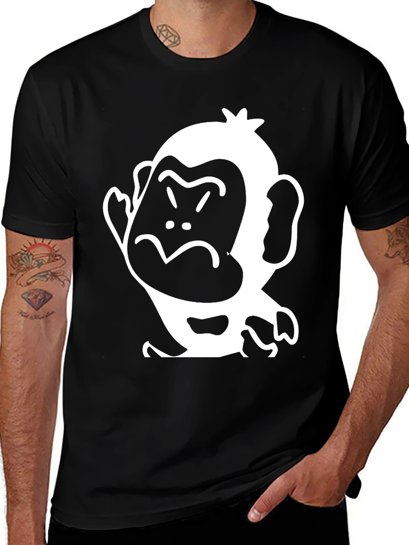Variant 22 of Monkey Graphic T-Shirt - Black Cotton Tee