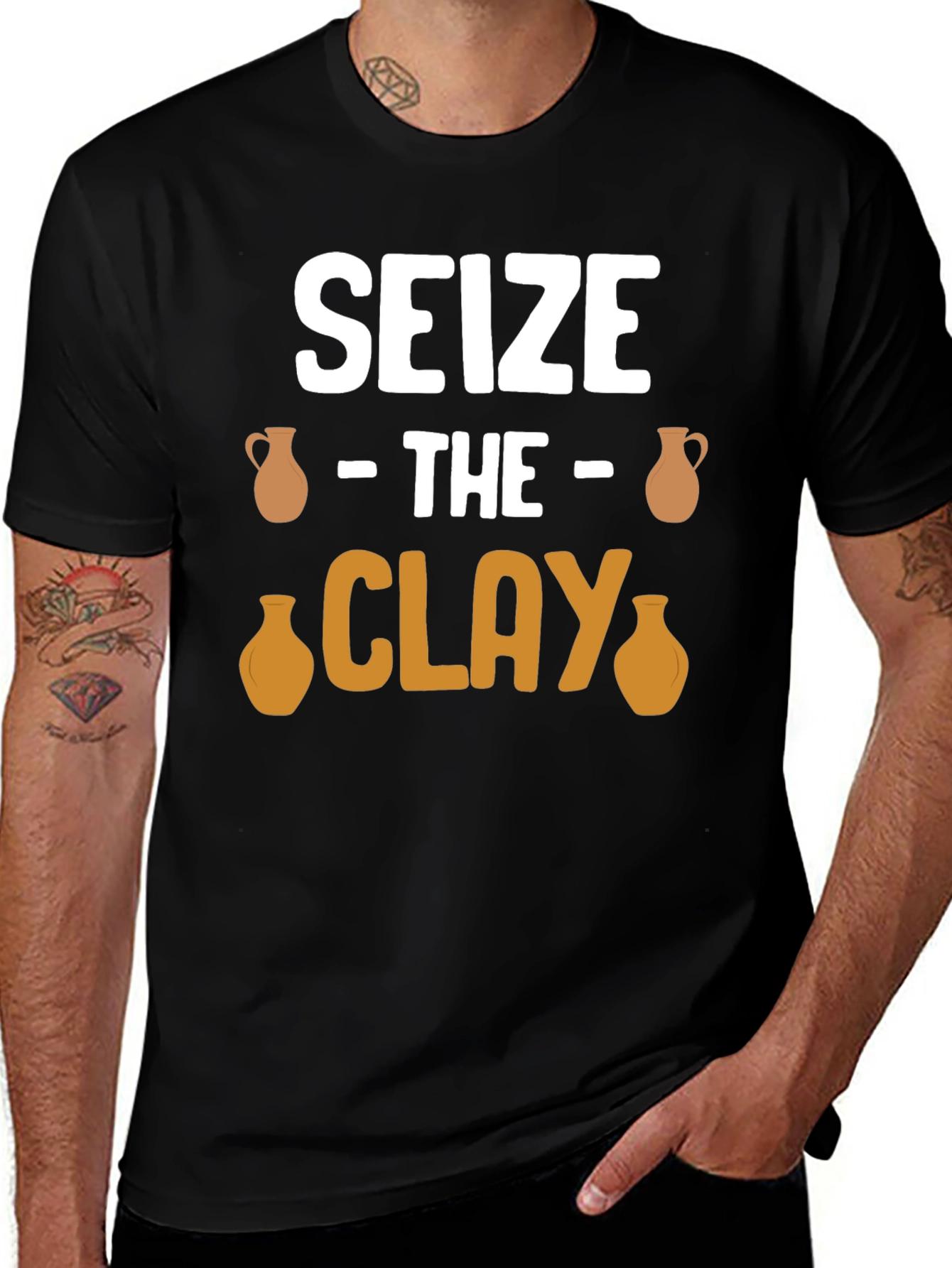 Variant 15 of Seize the Clay T-Shirt, Pottery Lover Tee, Funny Pottery Shirt