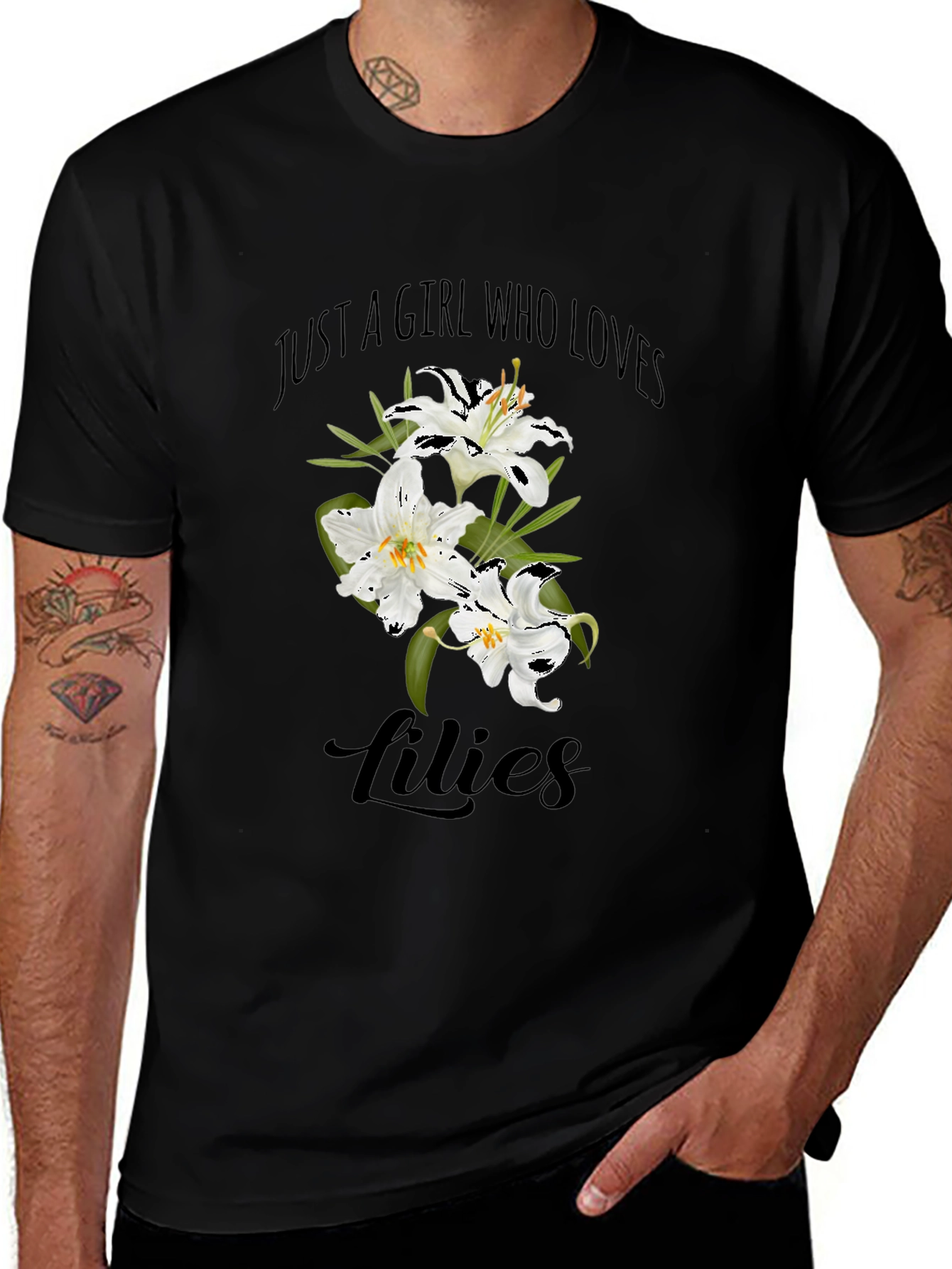 Variant 10 of Just a Girl Who Loves Lilies Black T-Shirt