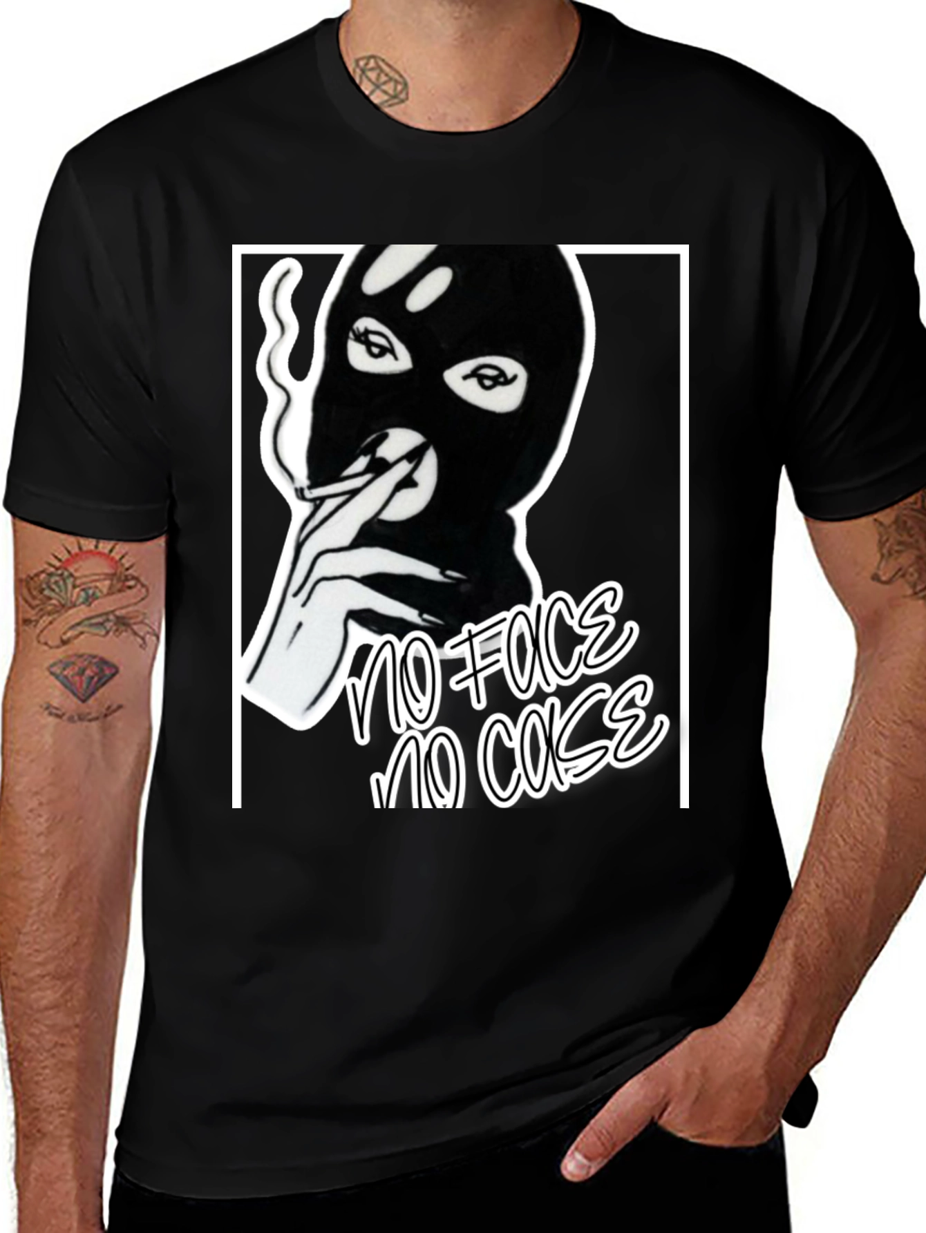 Variant 10 of No Face No Case Graphic T-Shirt - Classic Black Tee