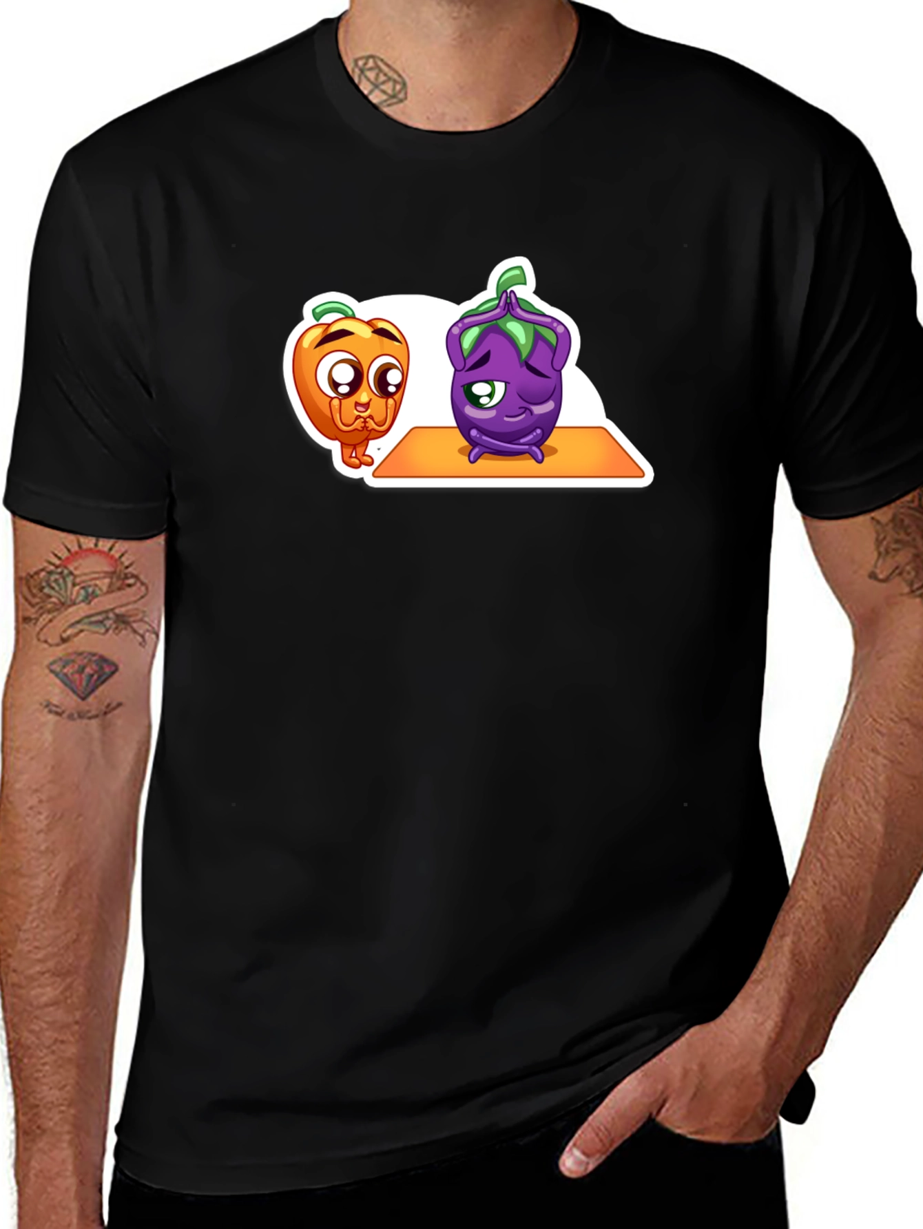 Variant 11 of Yoga Veggies Black T-Shirt