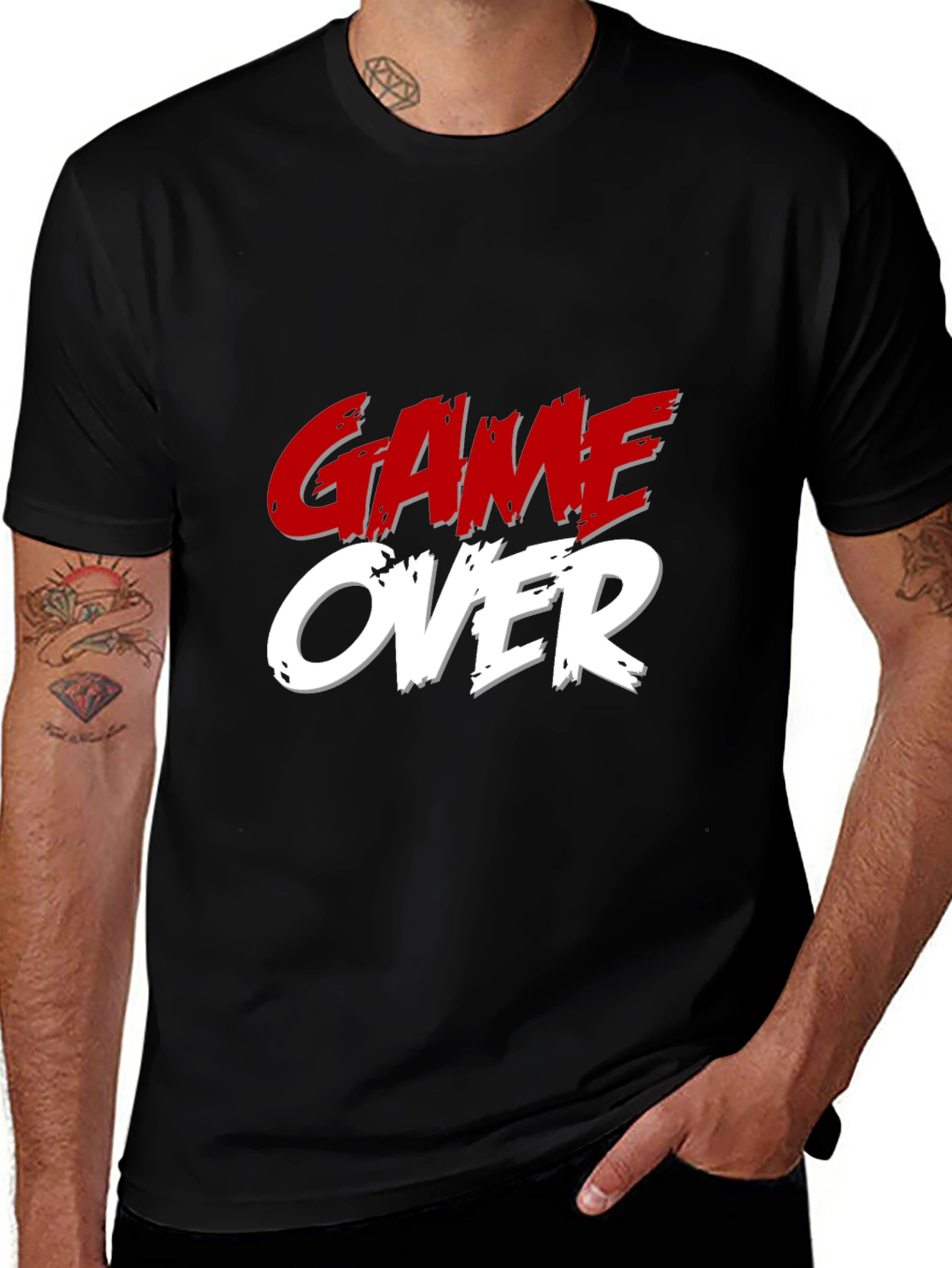 Variant 29 of Game Over Graphic Print Black T-Shirt