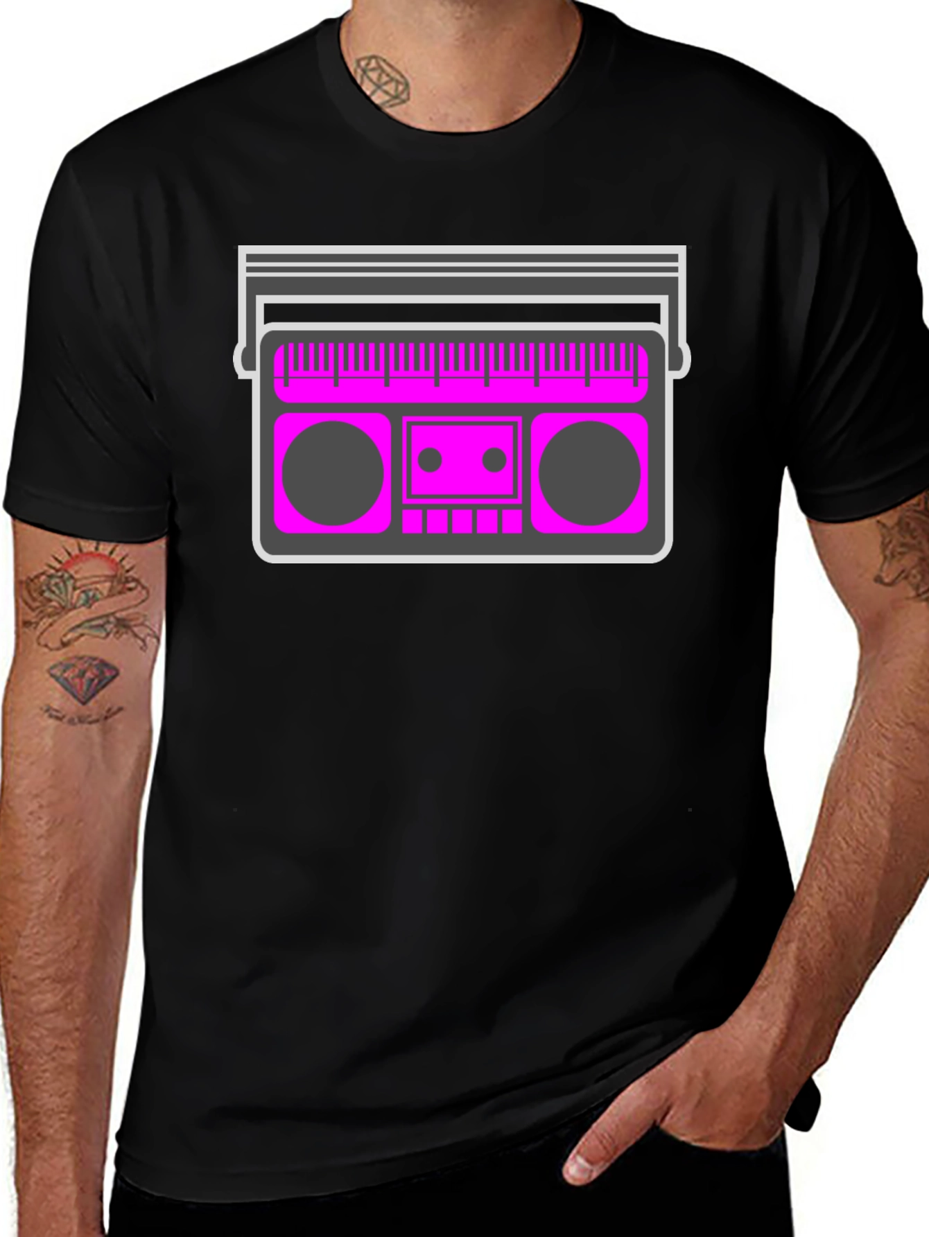 Variant 20 of Retro Boombox Graphic Tee - Vintage Style