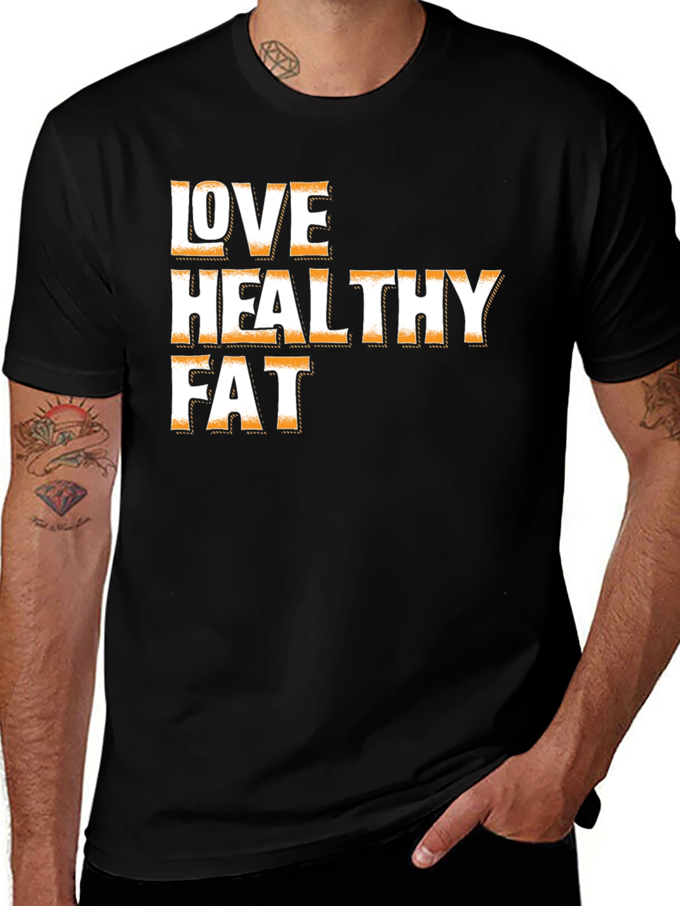 Variant 4 of Love Healthy Fat Graphic Tee - Unisex Black T-Shirt