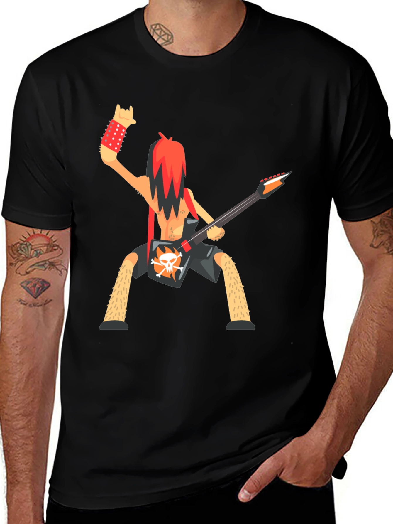Black Rockstar Cartoon Graphic T-Shirt main image