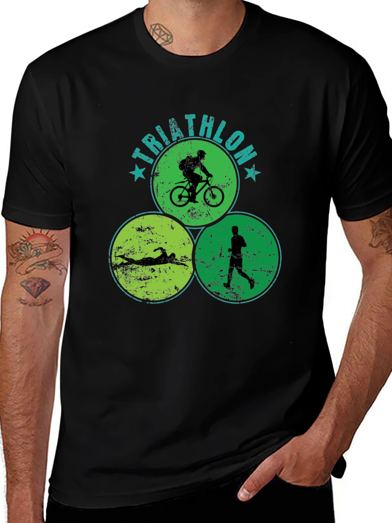 Variant 16 of Triathlon Circle Graphic T-Shirt - Sporty Tee
