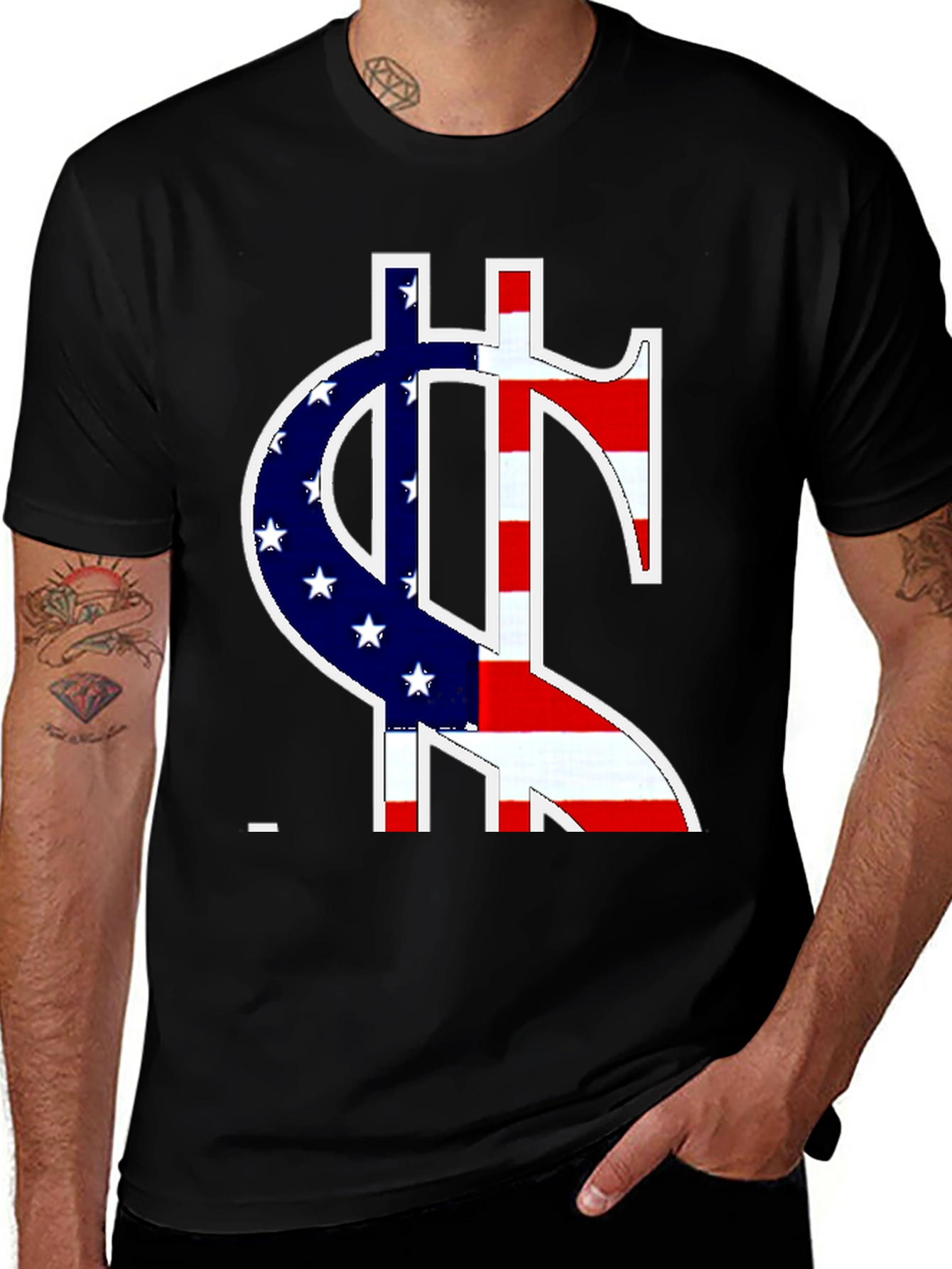 Variant 10 of American Flag Dollar Sign Graphic T-Shirt