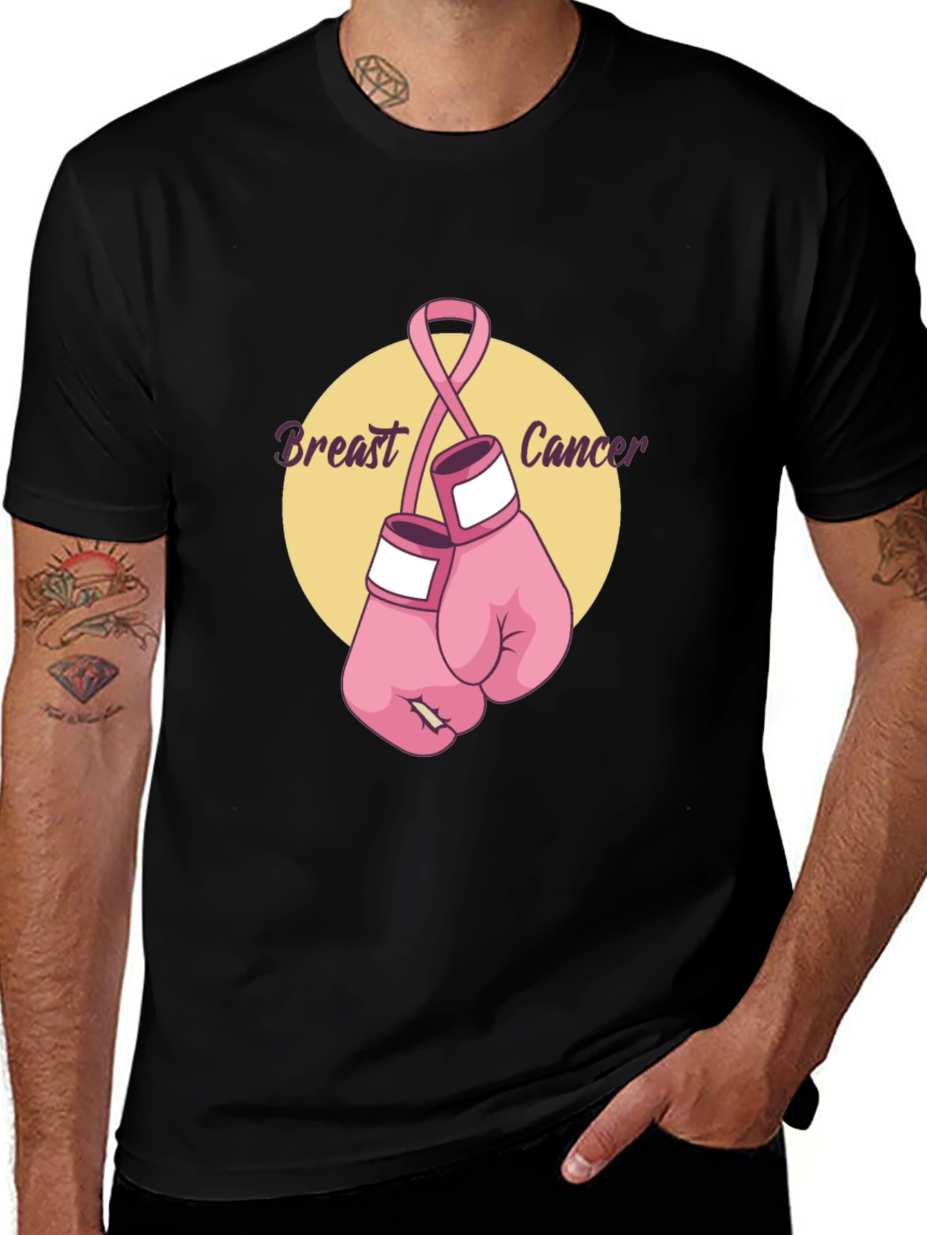 Variant 18 of Breast Cancer Awareness Boxing Gloves T-Shirt