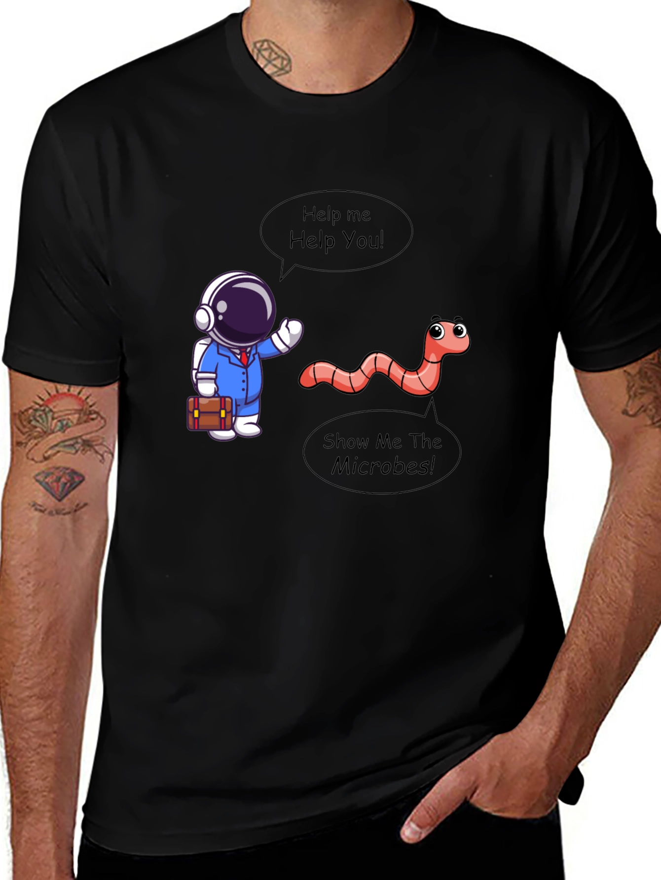 Variant 9 of Funny Astronaut & Worm Graphic Tee