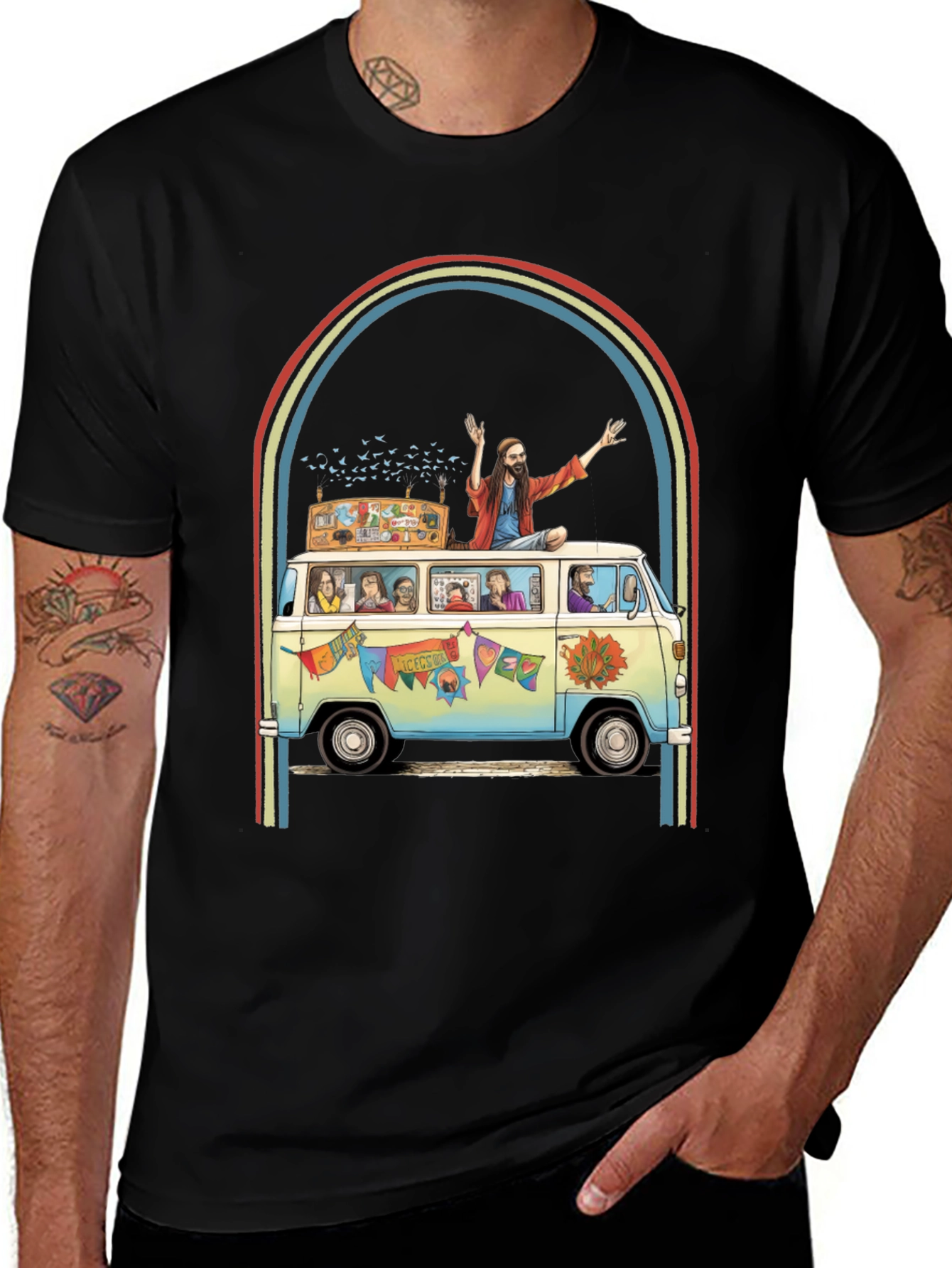 Variant 29 of Hippie Bus T-Shirt - Groovy Retro Style