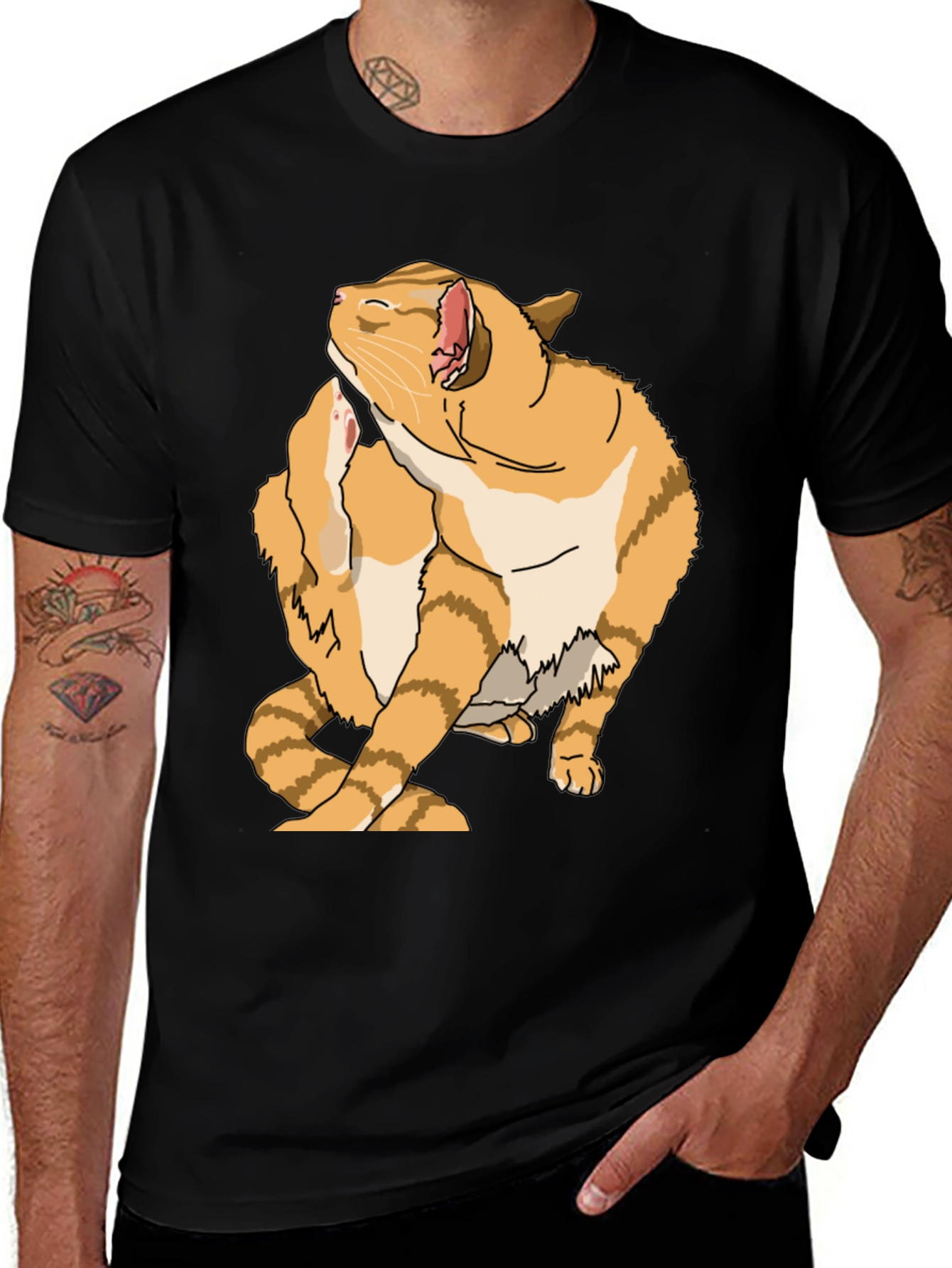 Variant 20 of Funny Cat Scratching Graphic T-Shirt