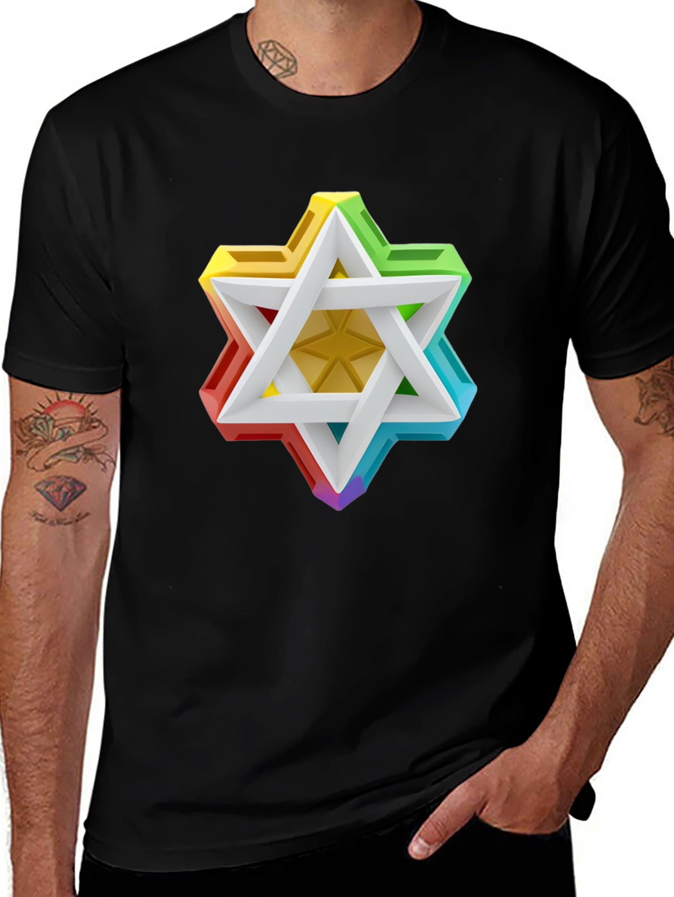 Variant 30 of Rainbow Star of David Graphic Tee