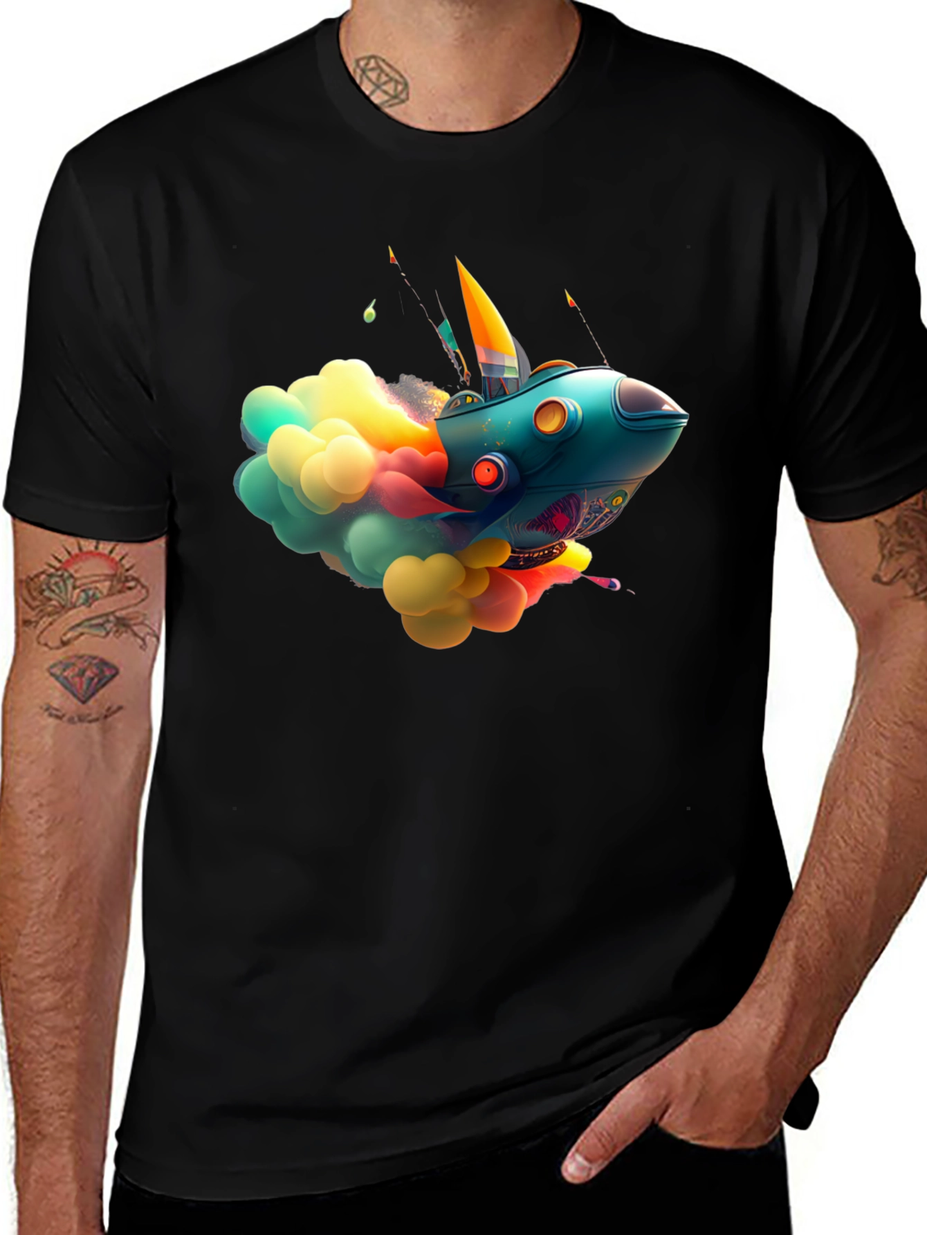 Variant 6 of Colorful Spaceship T-Shirt