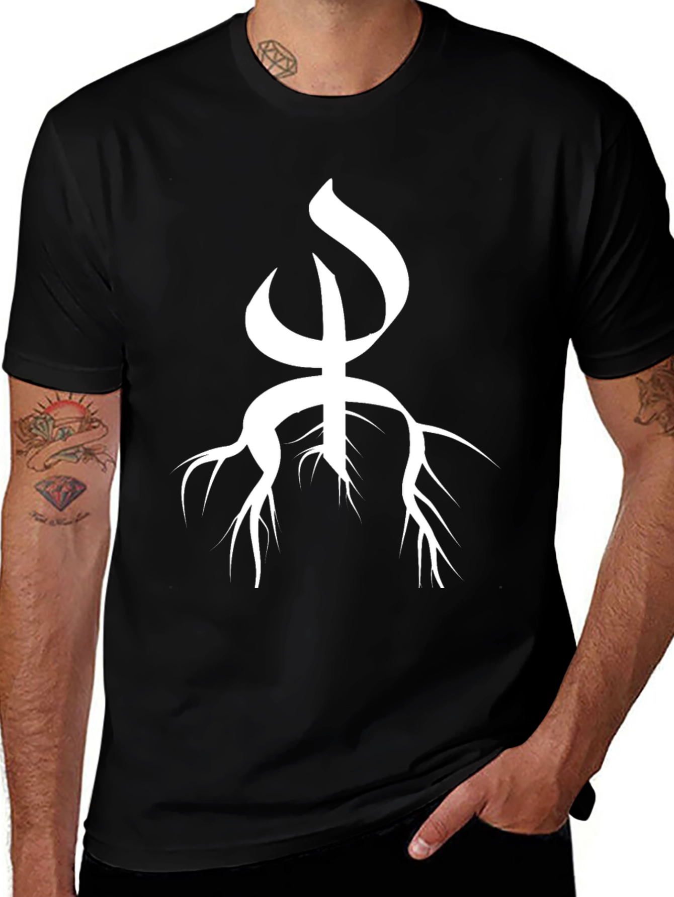 Variant 28 of Unique White Symbol on Black T-Shirt