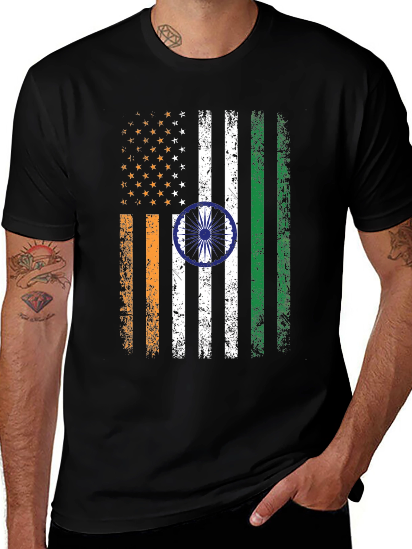 USA India Flag Graphic T-Shirt
