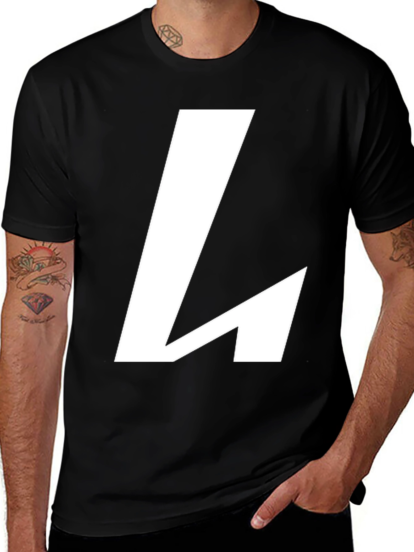 Variant 13 of Bold 'L' Graphic Black T-Shirt