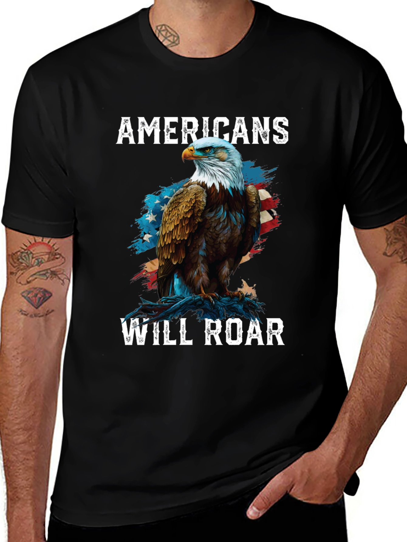 Variant 10 of Americans Will Roar Eagle Patriotic T-Shirt