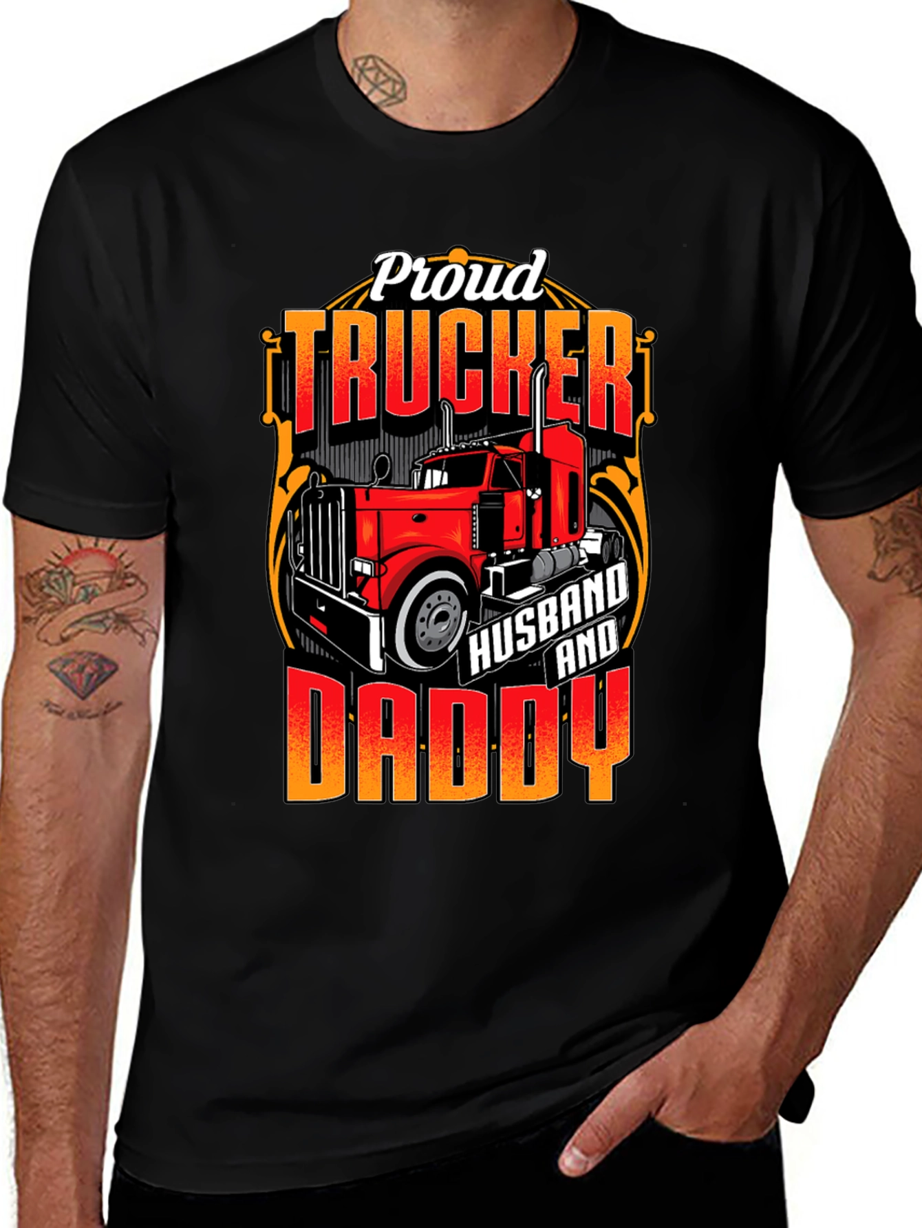 Variant 27 of Proud Trucker Husband Daddy T-Shirt