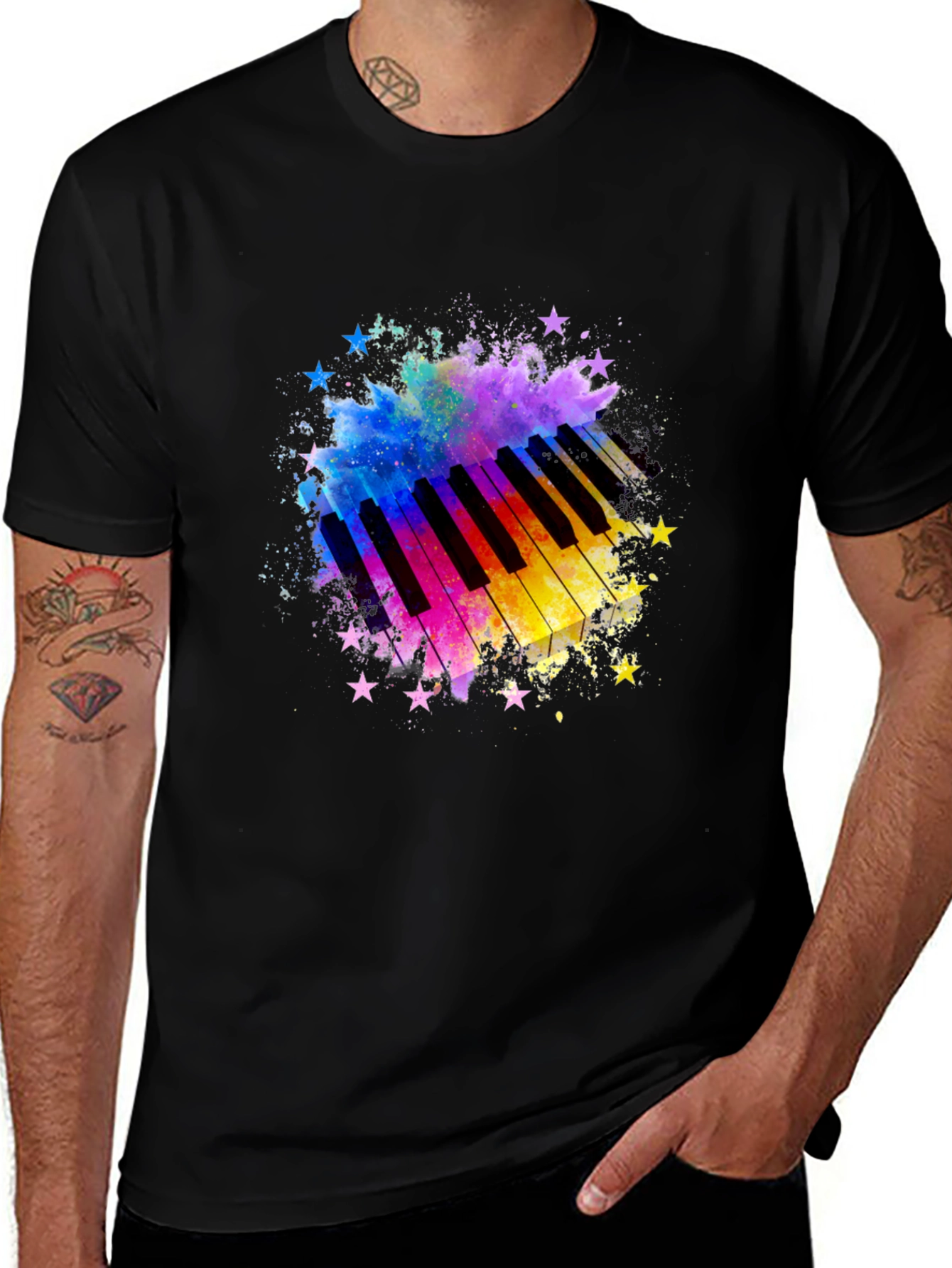 Variant 26 of Colorful Piano Keys Graphic Tee - Music Lover T-Shirt