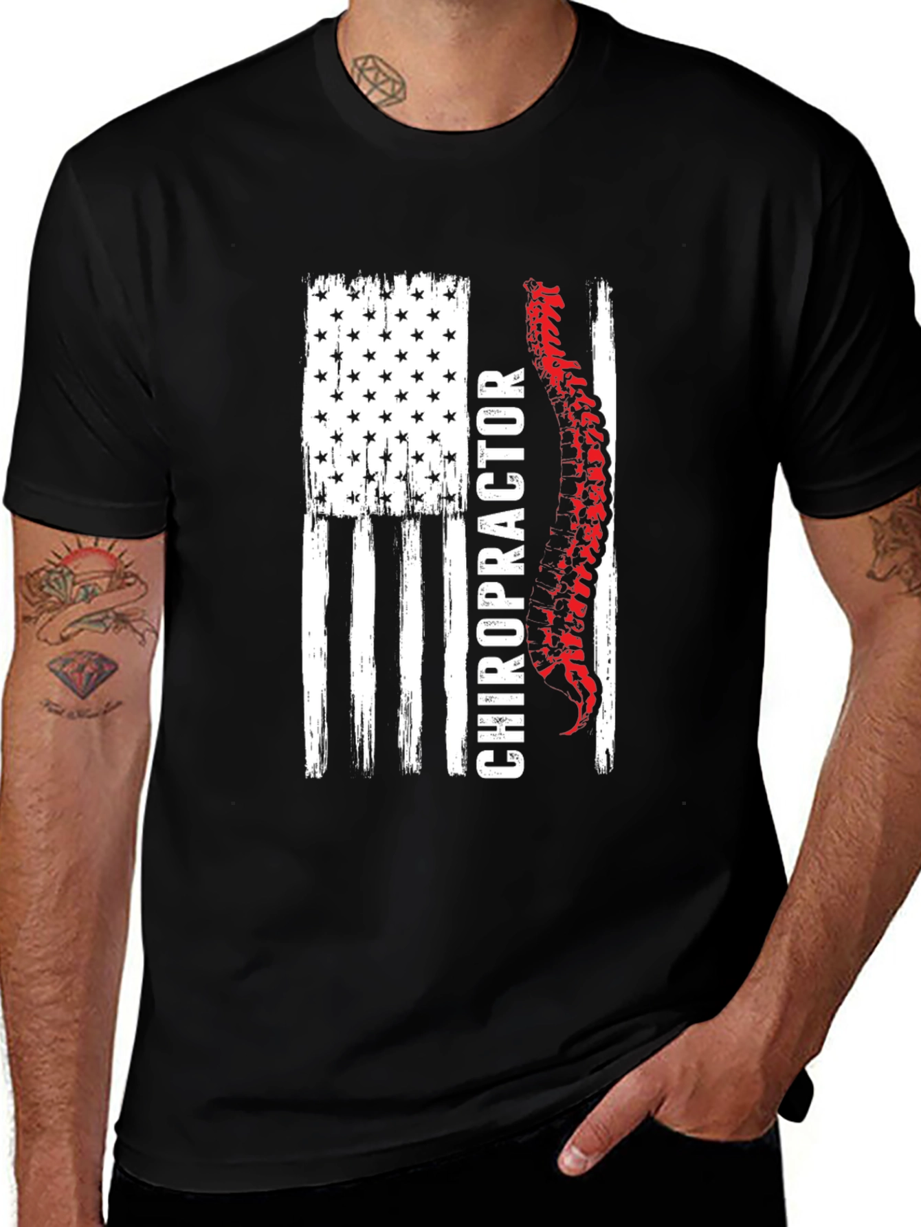 Variant 13 of Chiropractor American Flag Graphic Tee