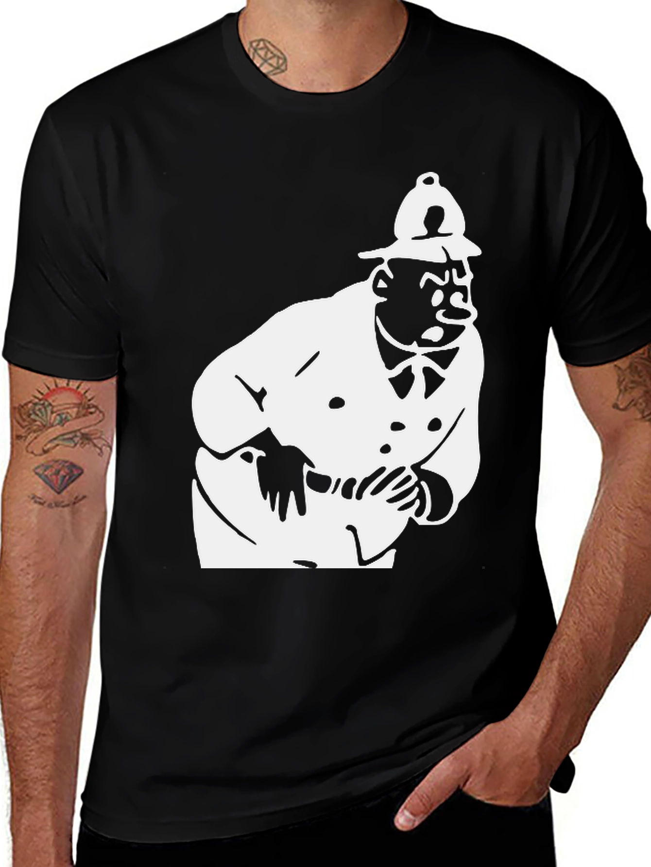 Tintin Thompson Inspired Graphic Tee - Black Cotton Blend