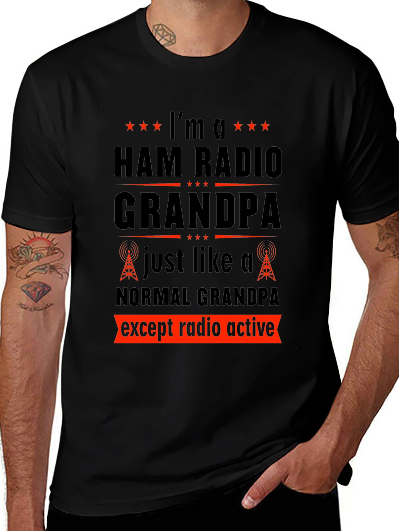 Variant 23 of Ham Radio Grandpa T-Shirt - Radio Active Funny Tee