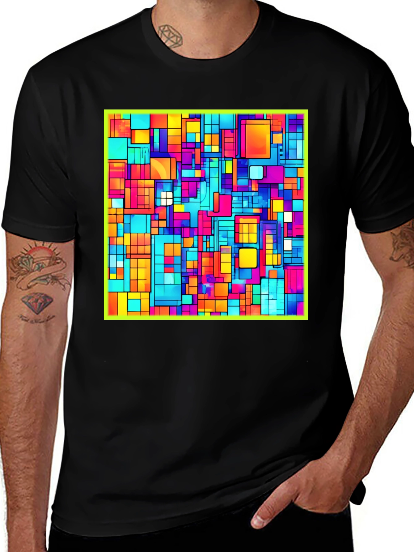 Variant 2 of Geometric Block Pattern T-Shirt