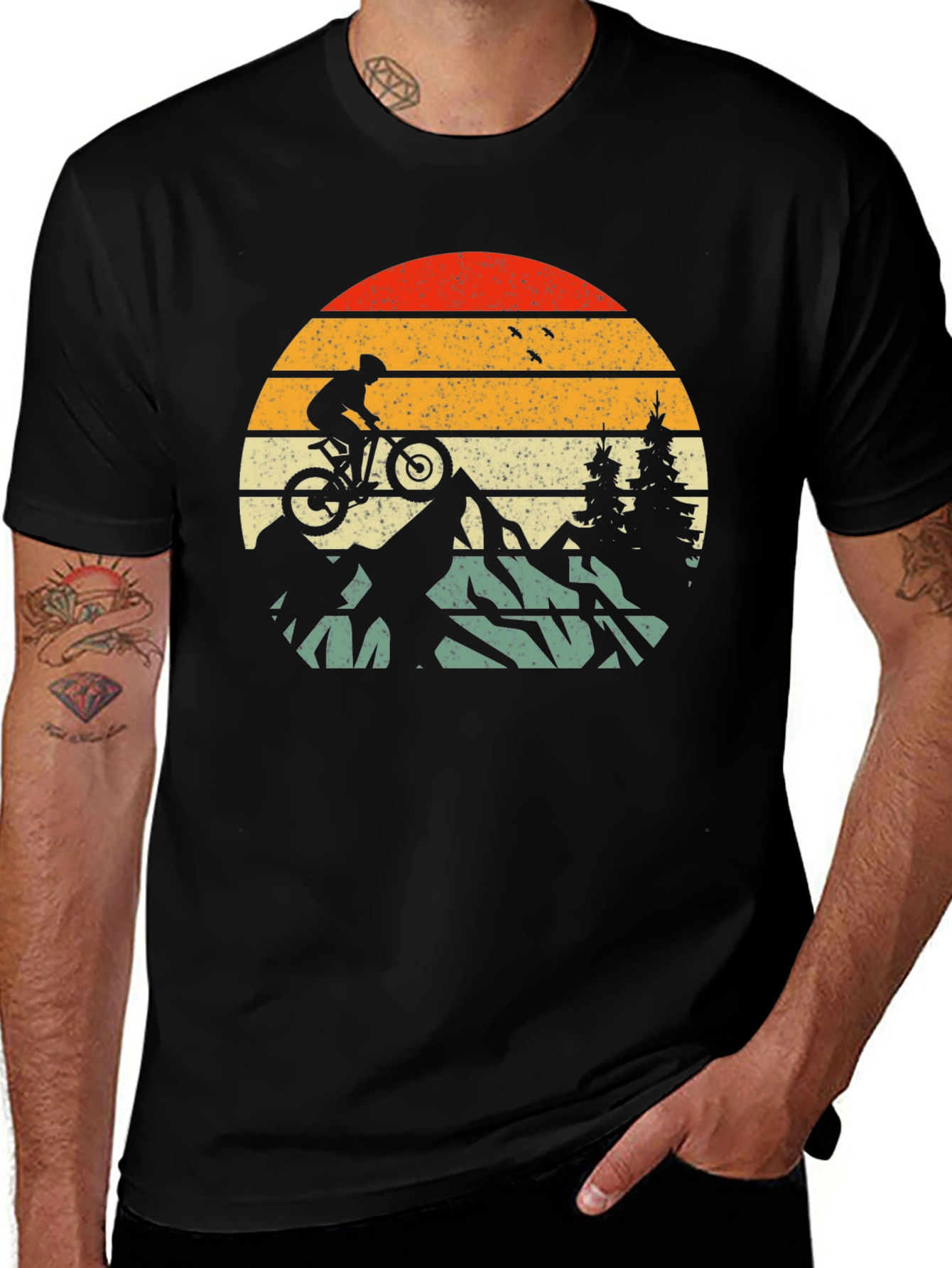Variant 30 of Mountain Biker Retro Sunset T-Shirt