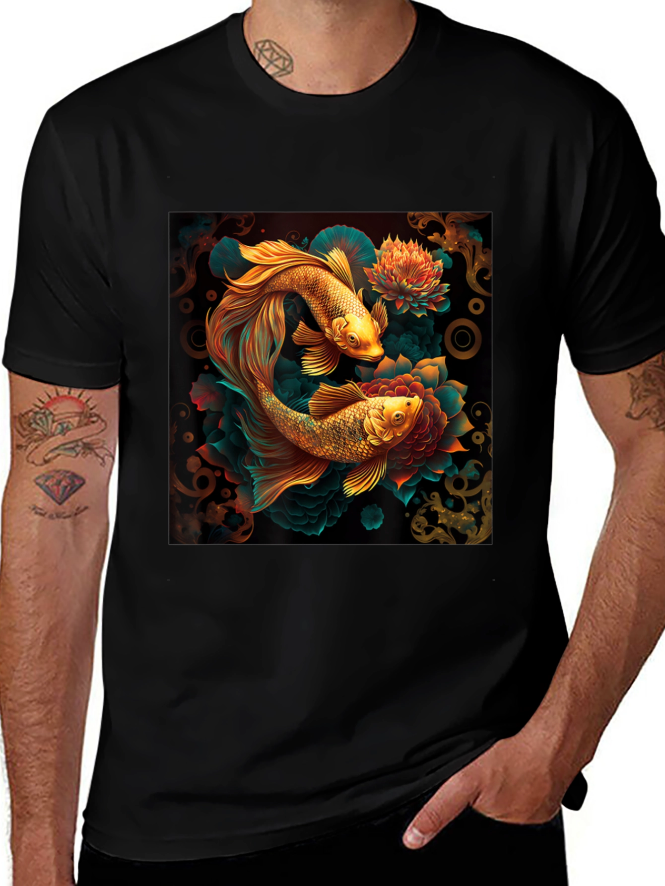Variant 21 of Koi Fish Graphic Tee - Artistic Design