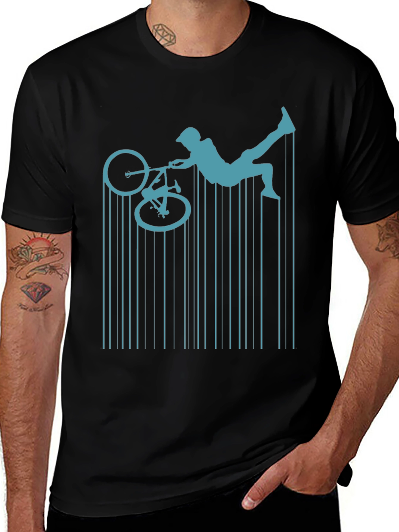 Variant 21 of BMX Rider Barcode T-Shirt | Stunt Bike Graphic Tee